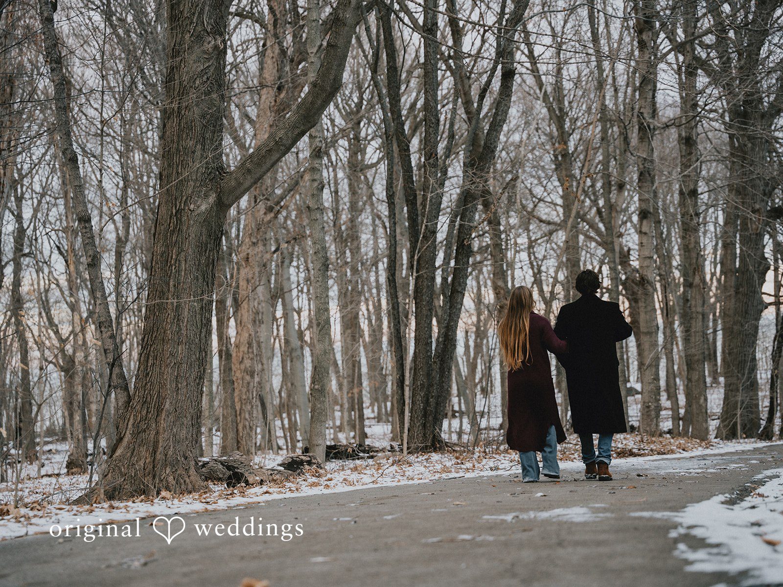 Couple walking in Grant Park captured from backside