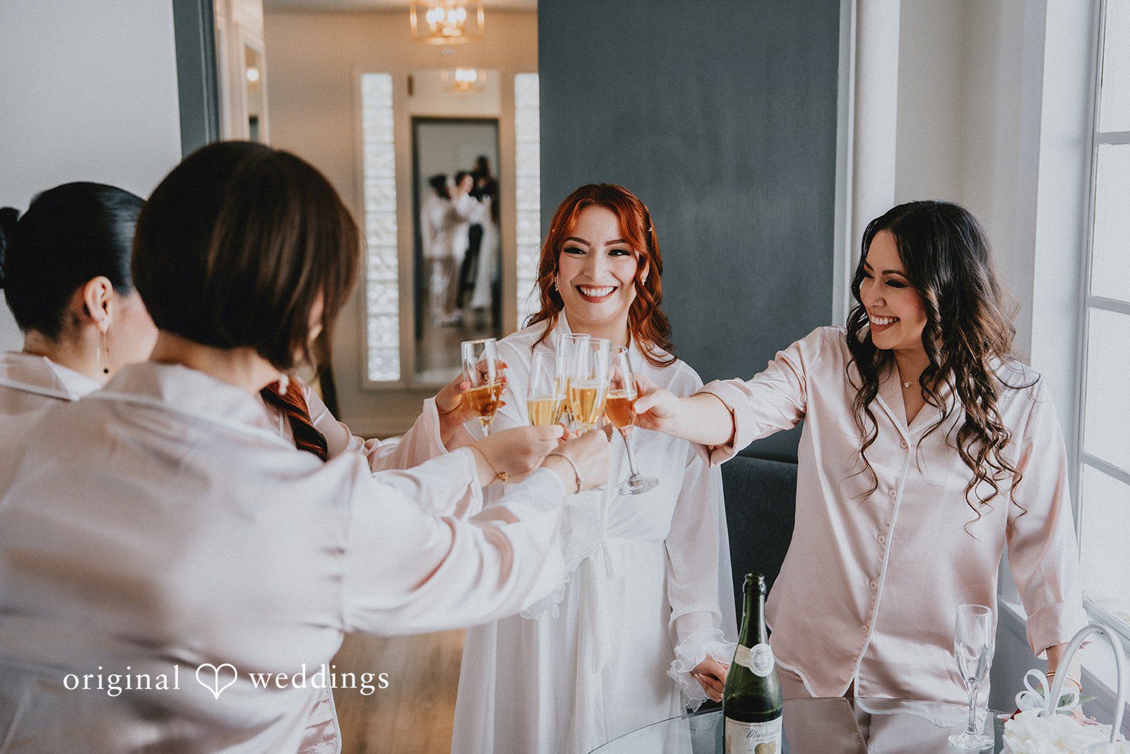 Bride enjoying with bridesmaids before the wedding ceremony at Hacienda De Las Flores
