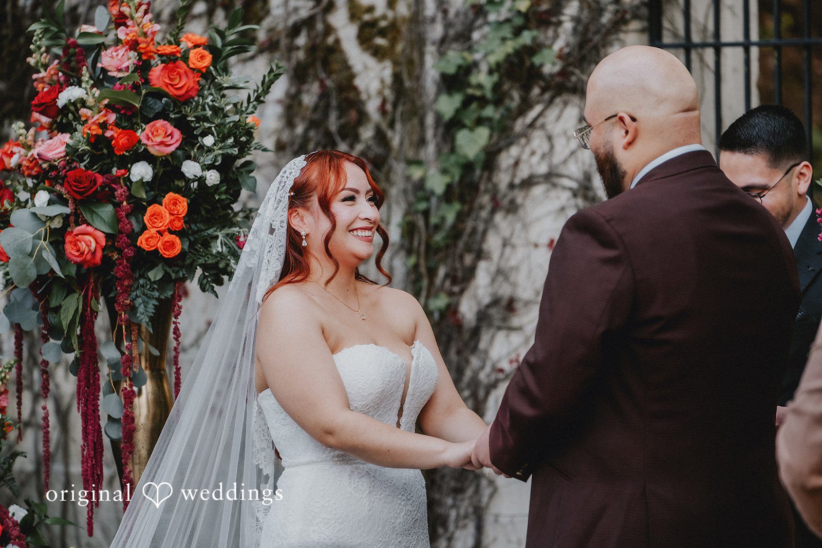 Couple expressing their happiness during ceremony