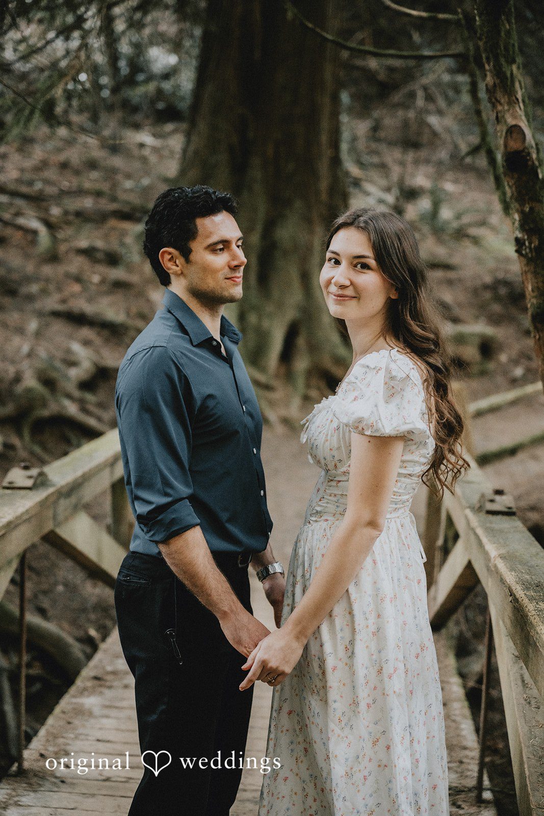A beautiful portrait of the couple on the trails at Hoyt Arboretum