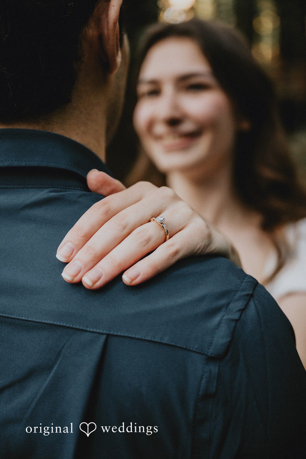 A close-up shot of the couple