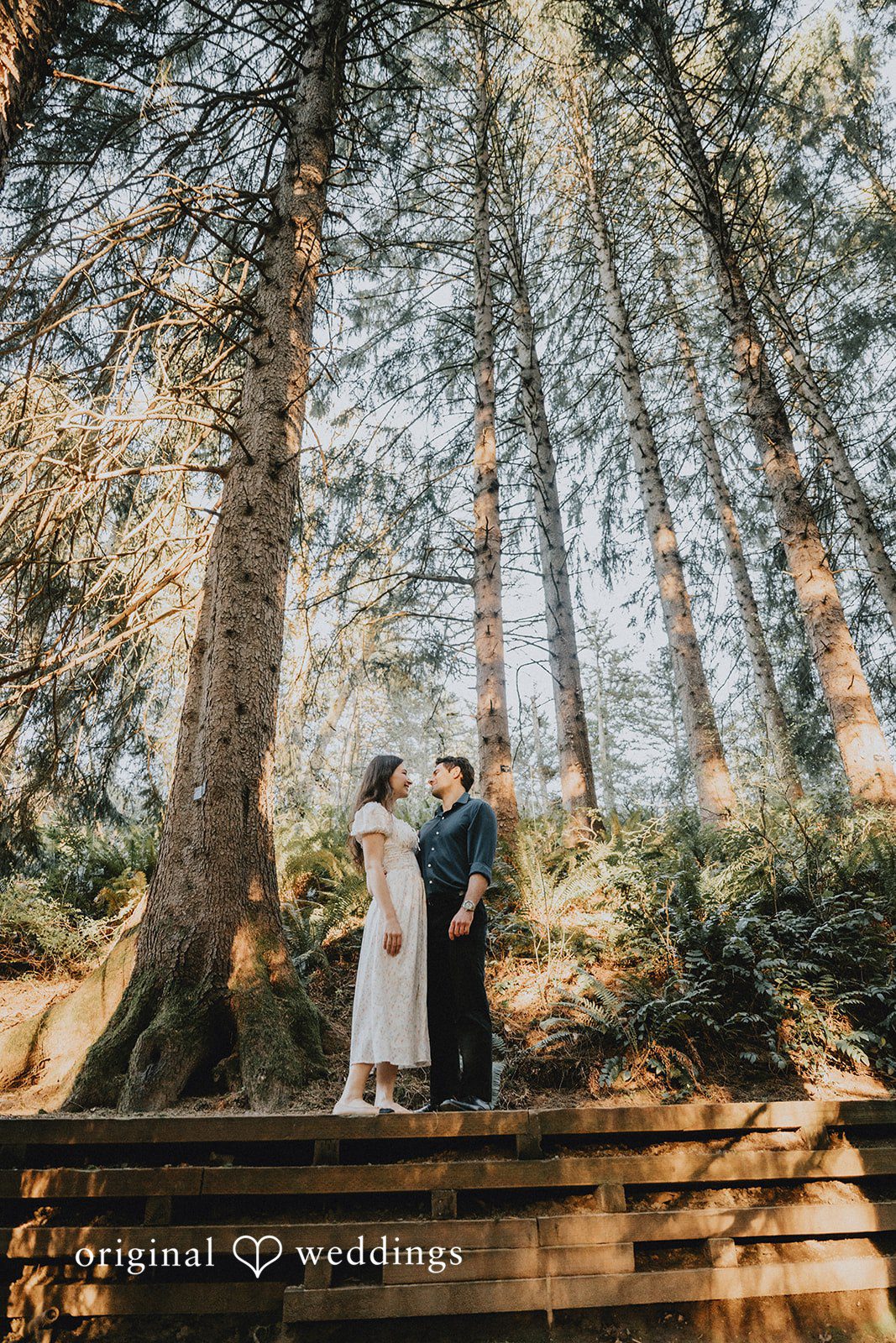 The couple embraces nature at Hoyt Arboretum