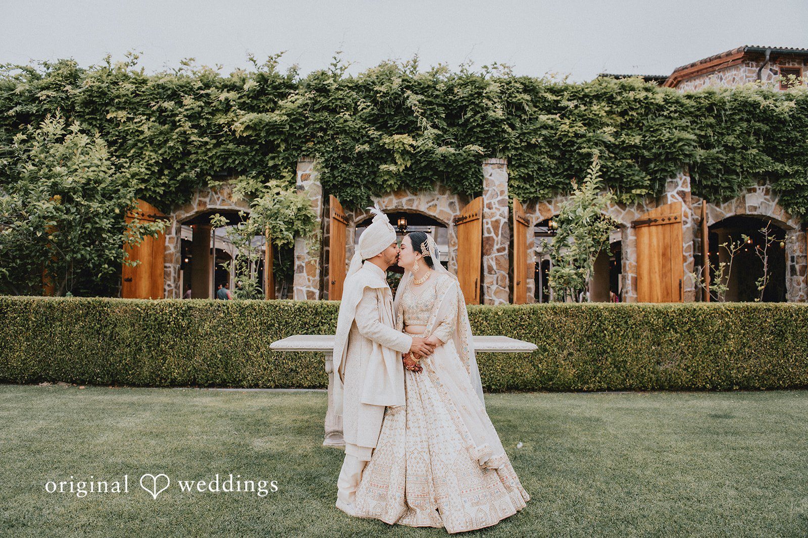 Original Weddings couple portrait captured by San Francisco Wedding Photographers at Jacuzzi Family Vineyards during a vineyard wedding