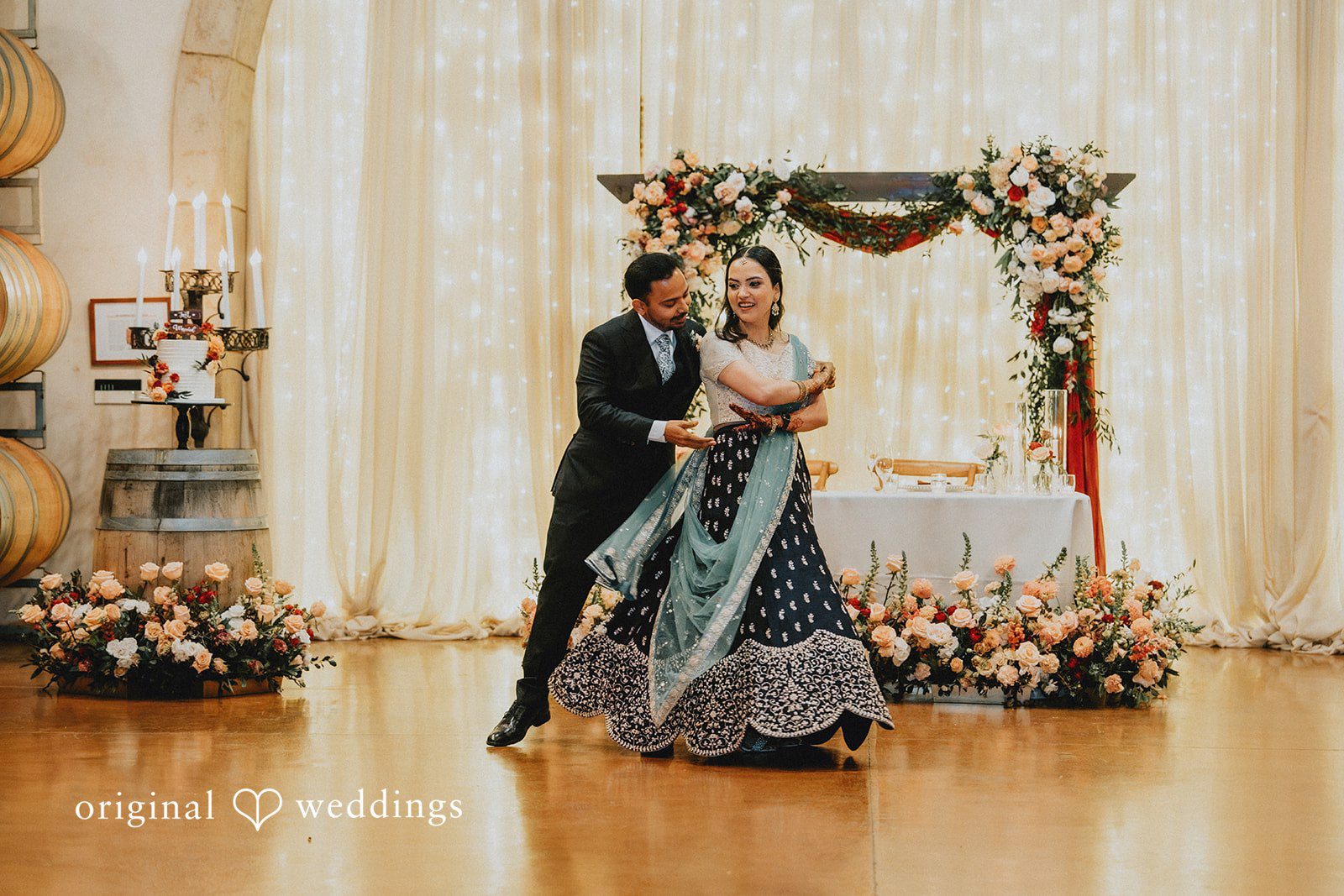 Chandrakant + Sumbul Bride and groom sharing their first dance at the reception