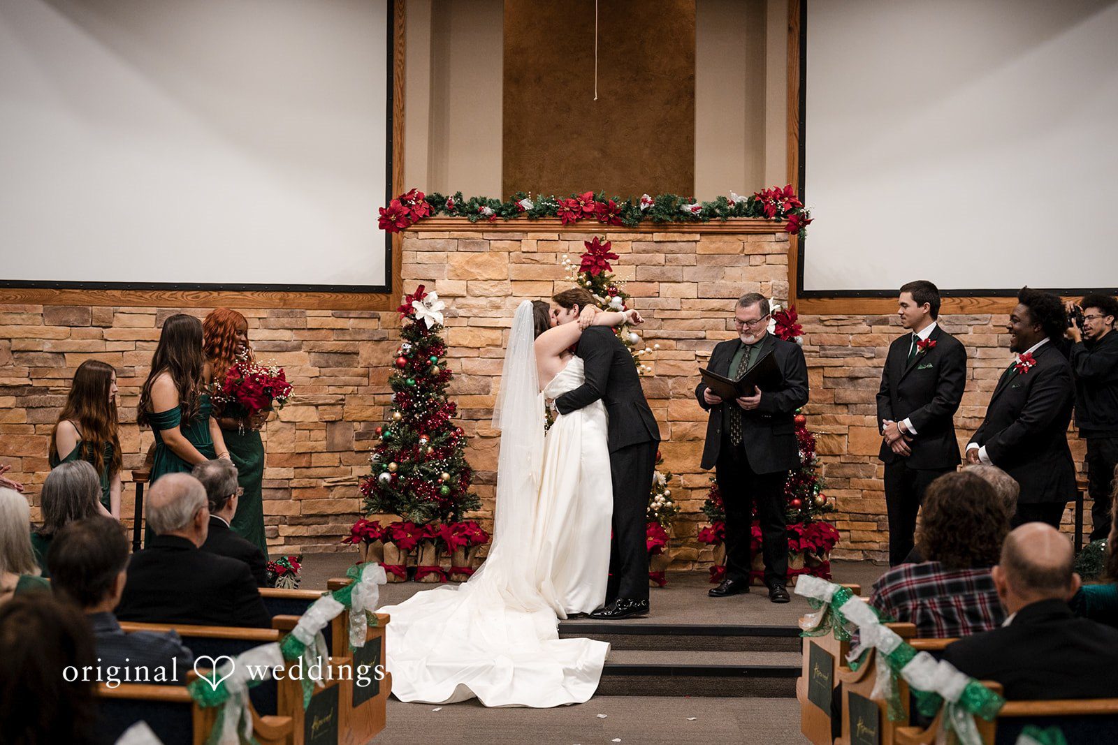The couple takes their first kiss