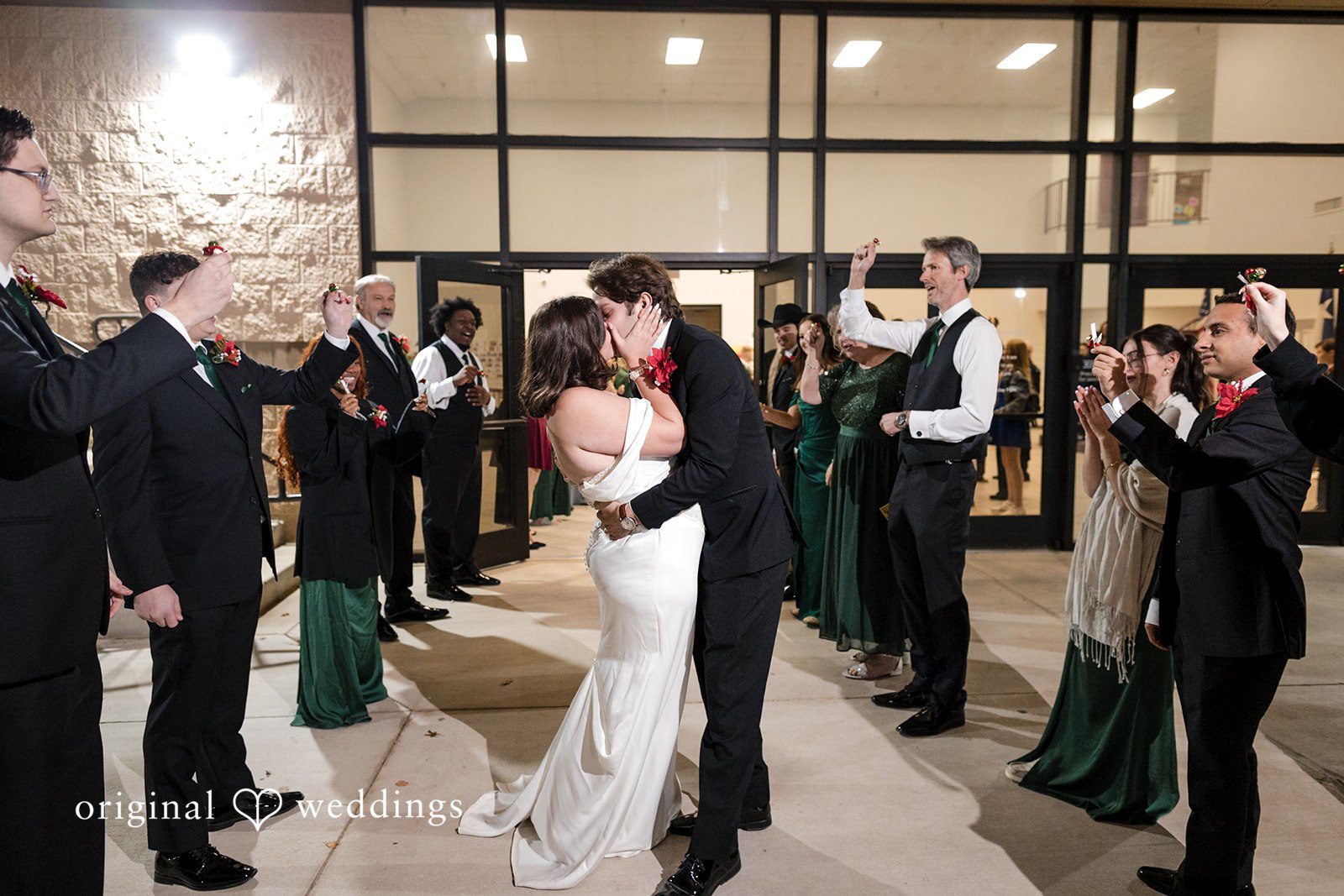 The couple makes a romantic exit