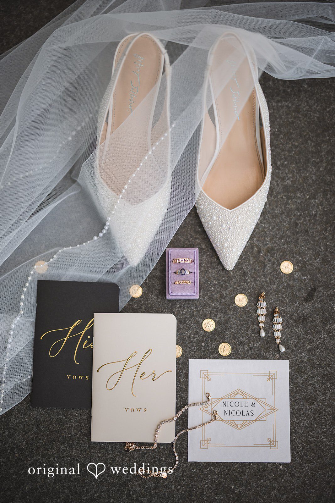 Nicolas + Nicole Bridal shoes, wedding letters, and detail styling before the ceremony
