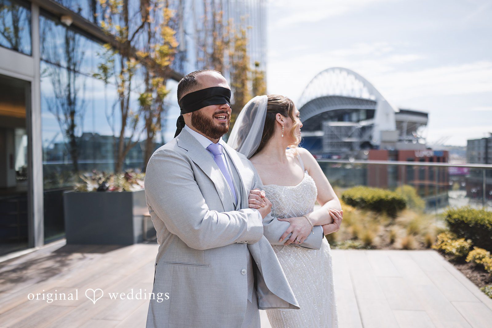 Nicolas + Nicole Bride approaching the groom during the first look moment