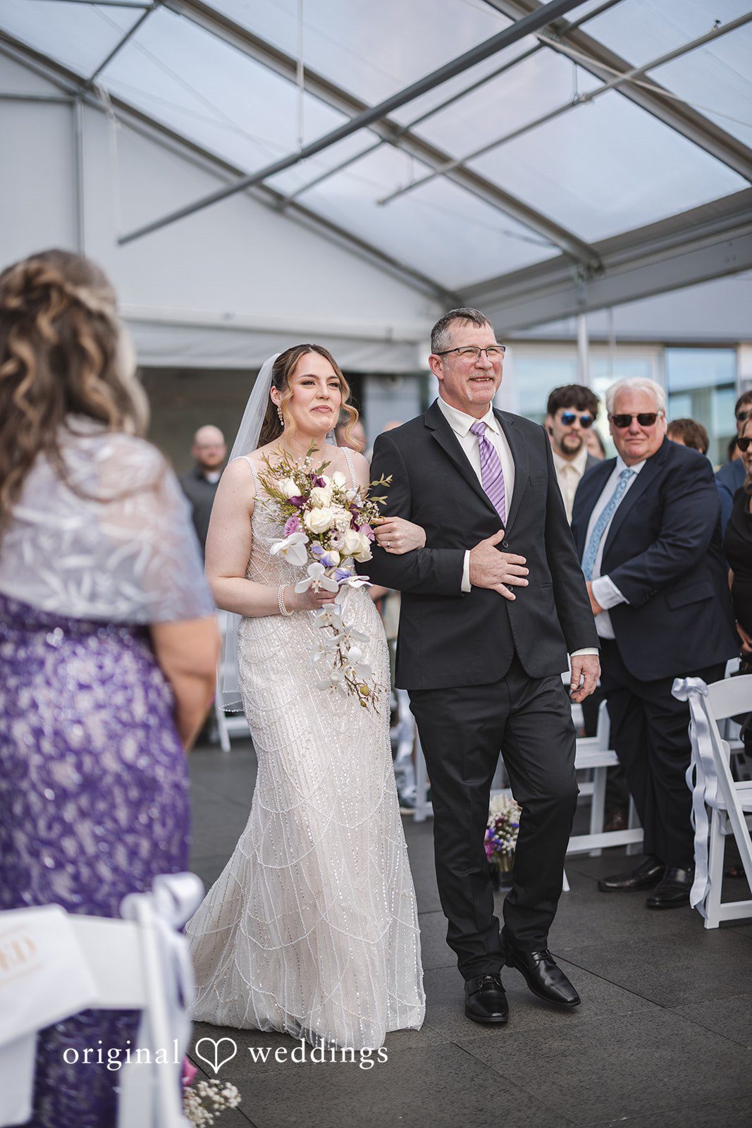 Nicolas + Nicole Bride entering the ceremony area with her father