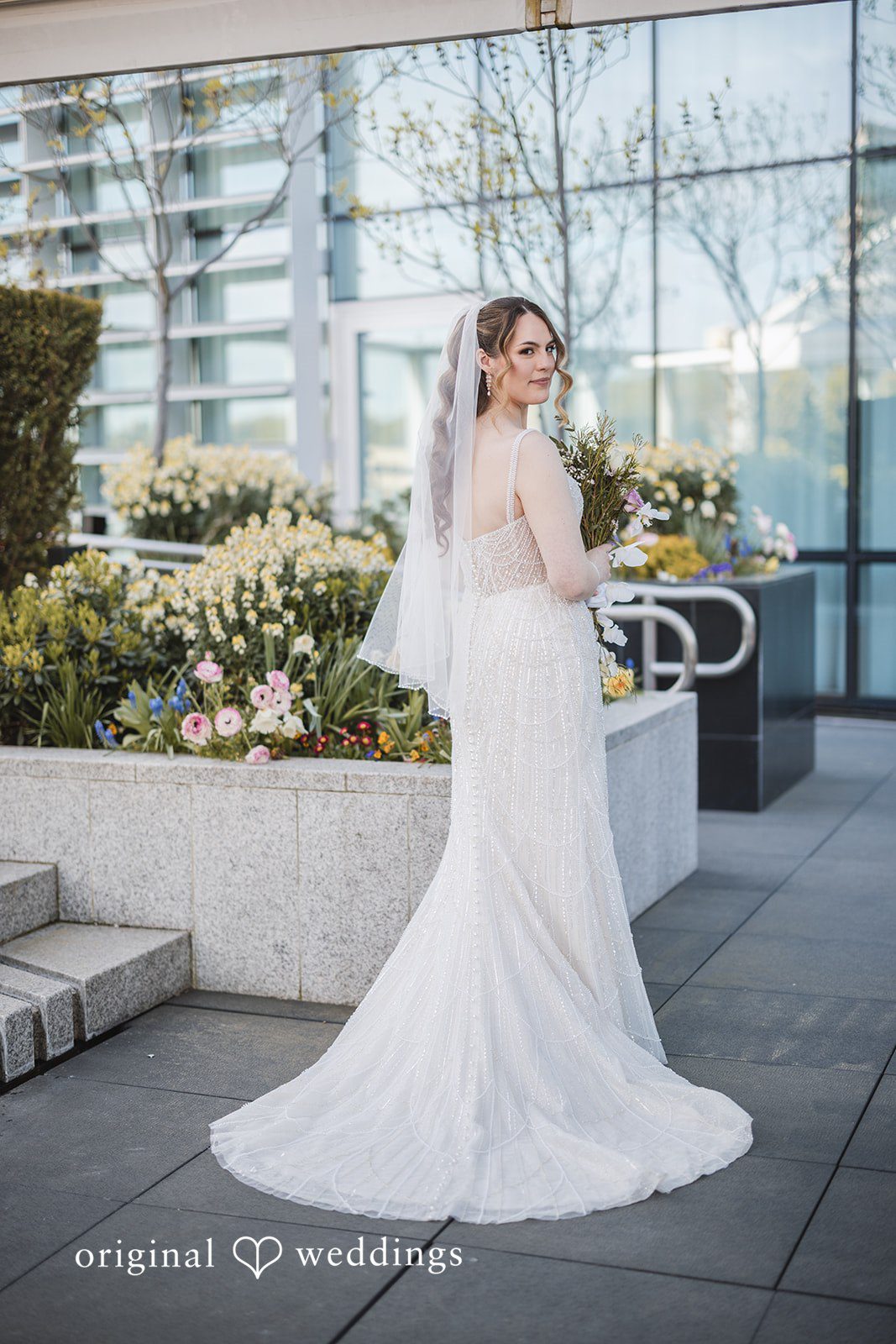 Nicolas + Nicole Full-length bridal portrait before the reception
