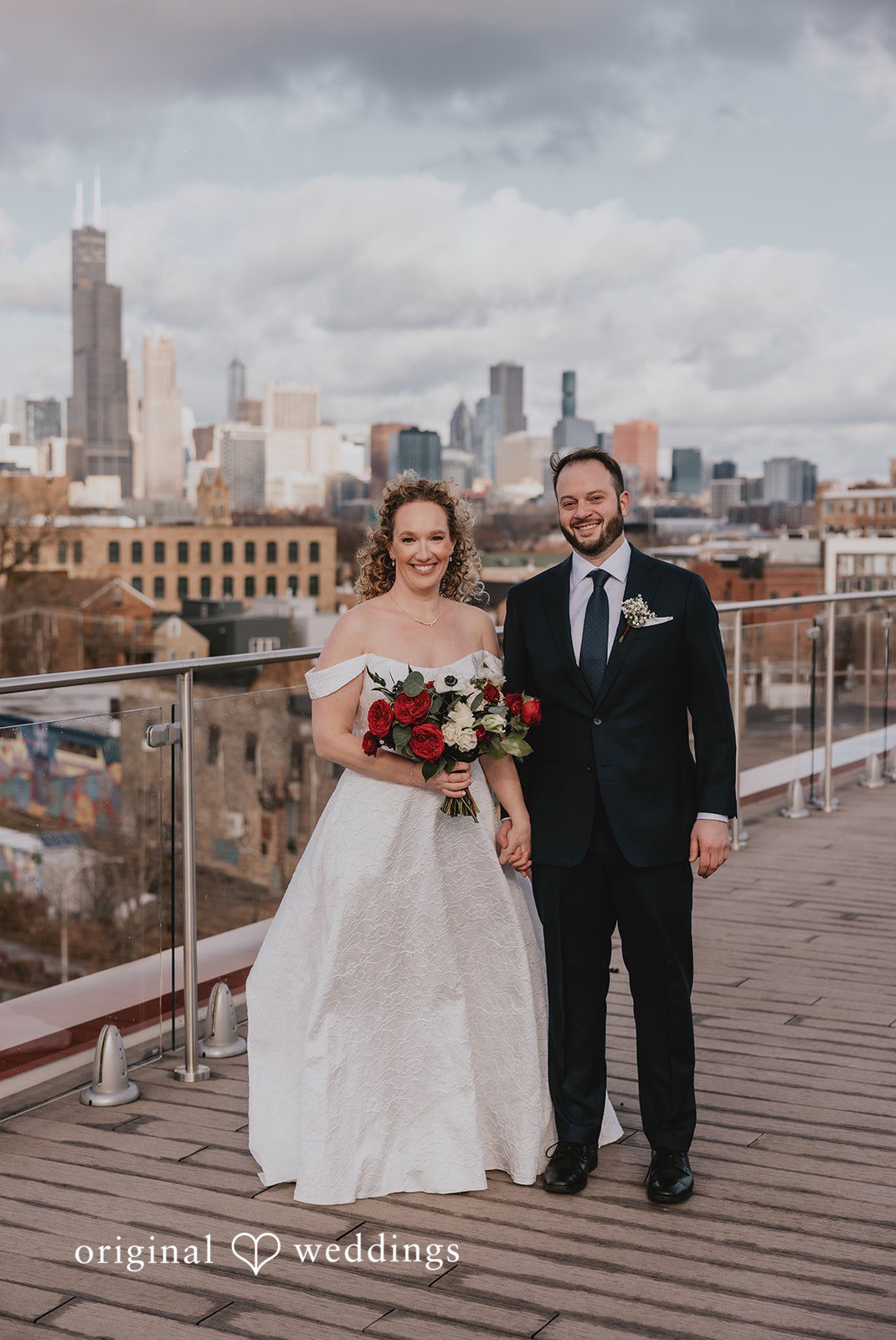 A stunning portrait of the couple on the rooftop of Lacuna Lofts