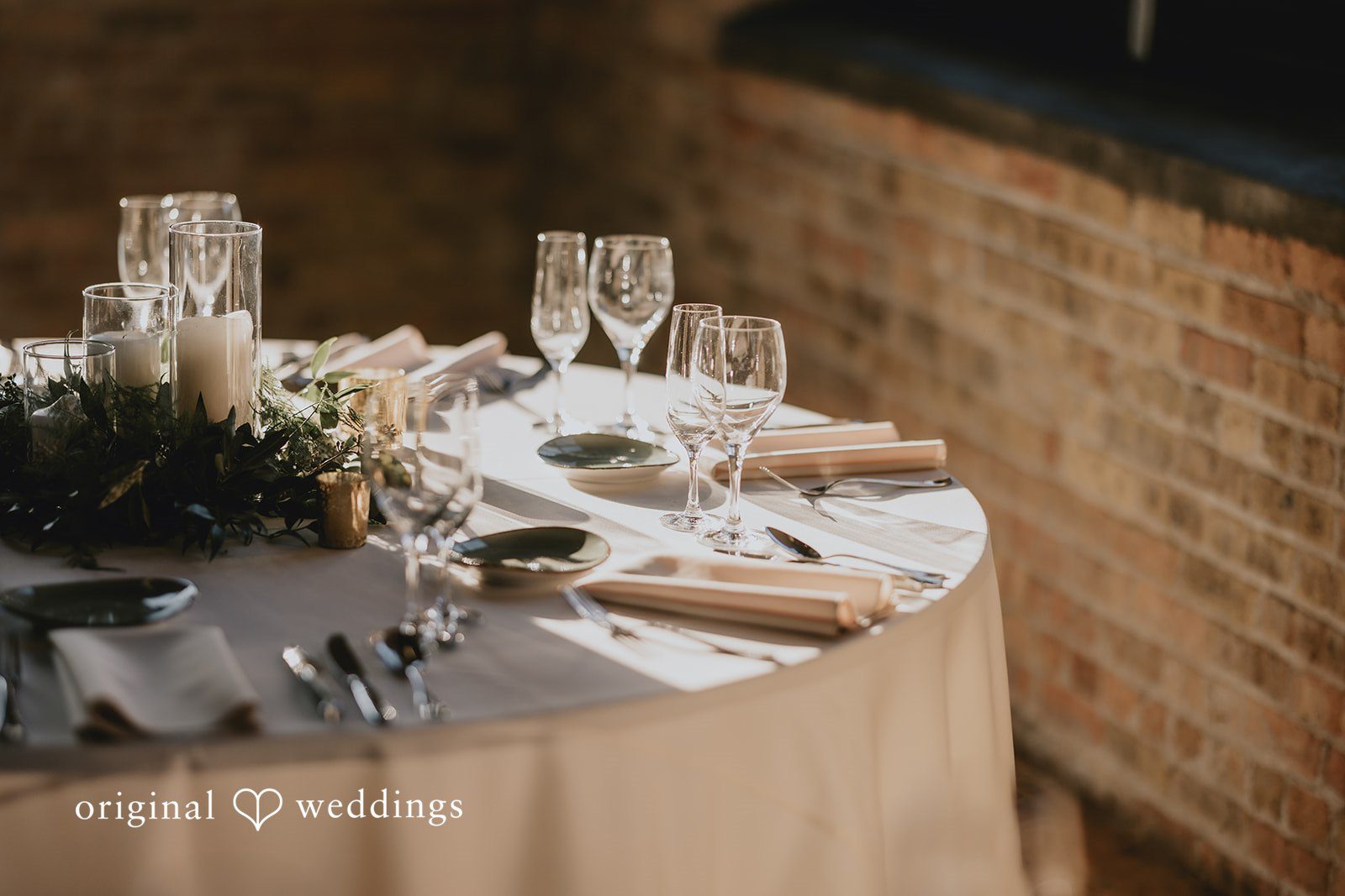 Decorated tables at the Lacuna Lofts wedding reception