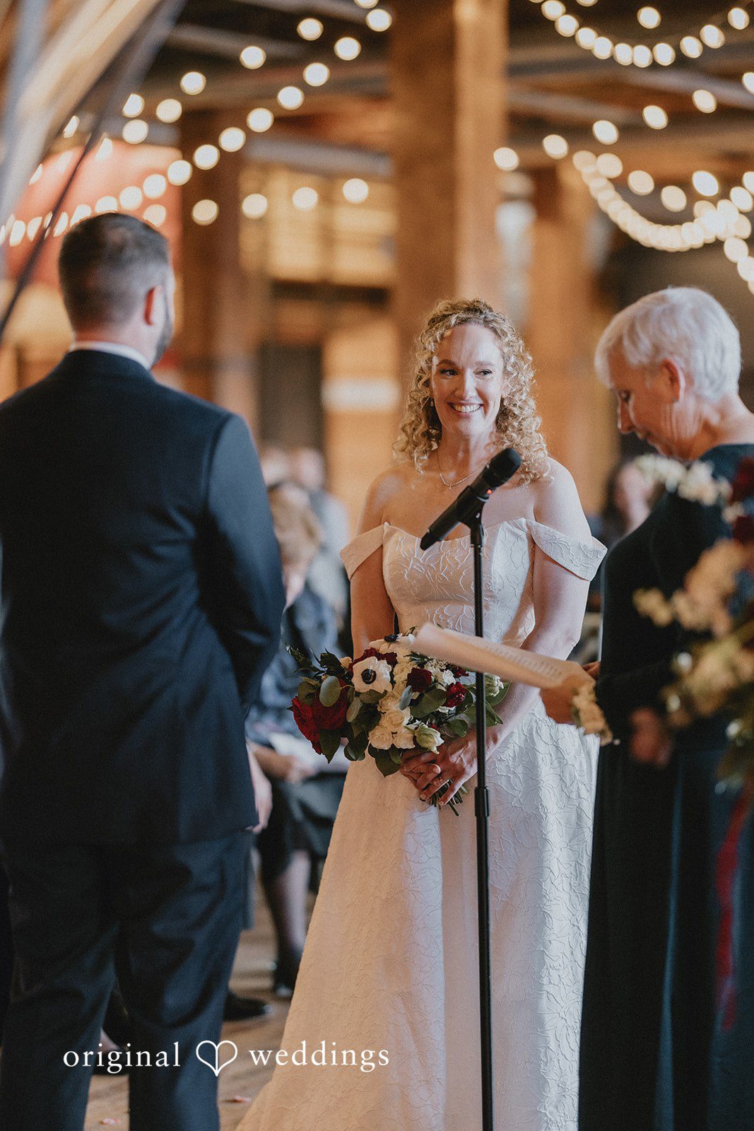 The bride and groom at the altar