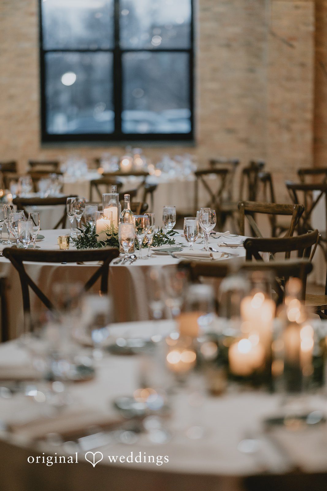 Decorated tables at the wedding reception