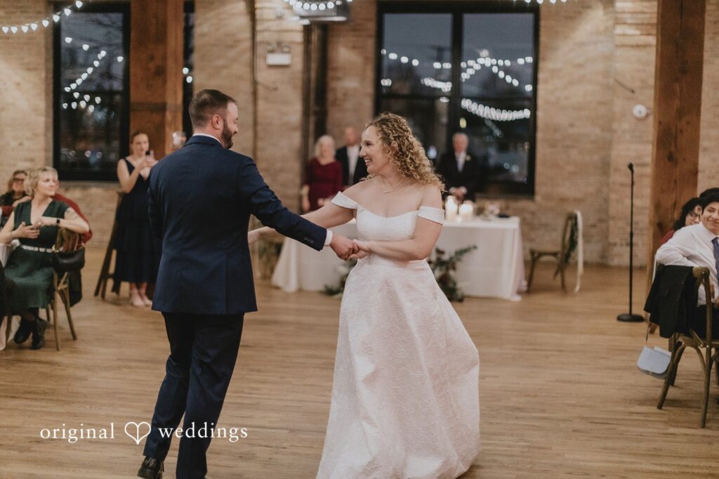 Our Chicago wedding photographers at Original Weddings captured the couple as they danced happily at their Lacuna Lofts wedding reception