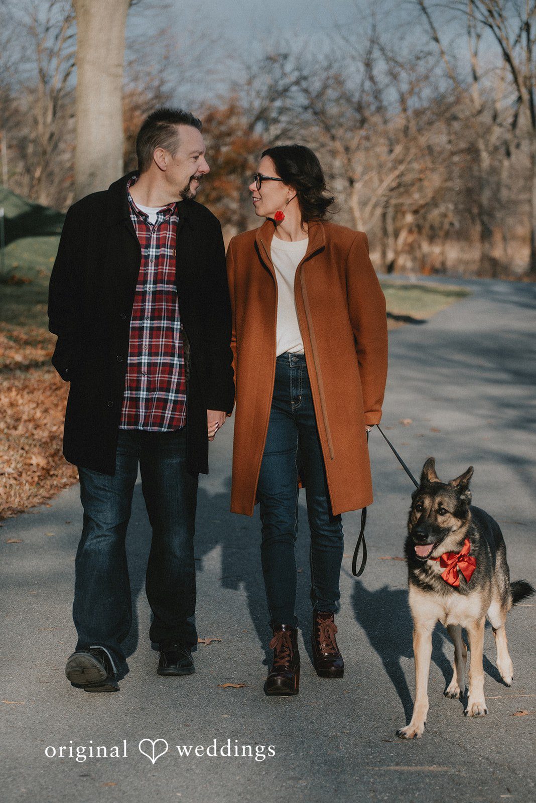Beautiful moment of the couple and their adorable pup