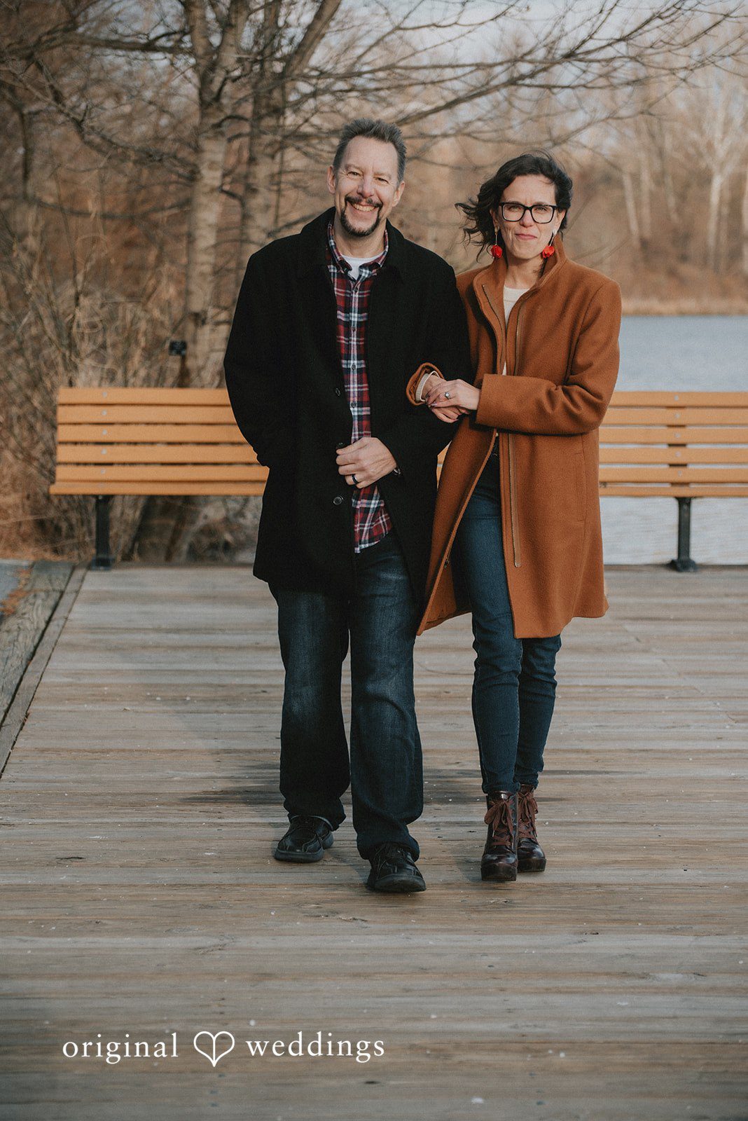 The couple takes a walk through the walking path at Lake Kittamaqundi