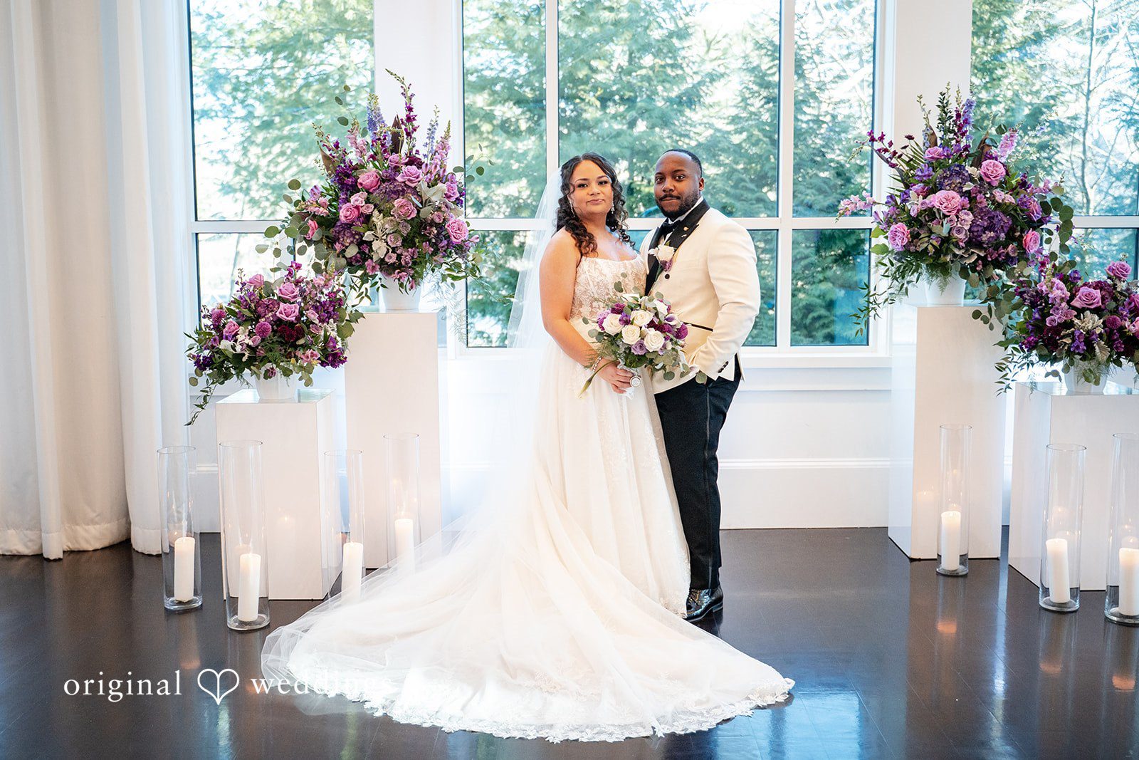 Elegant couple portrait captured at Lakeview Pavilion