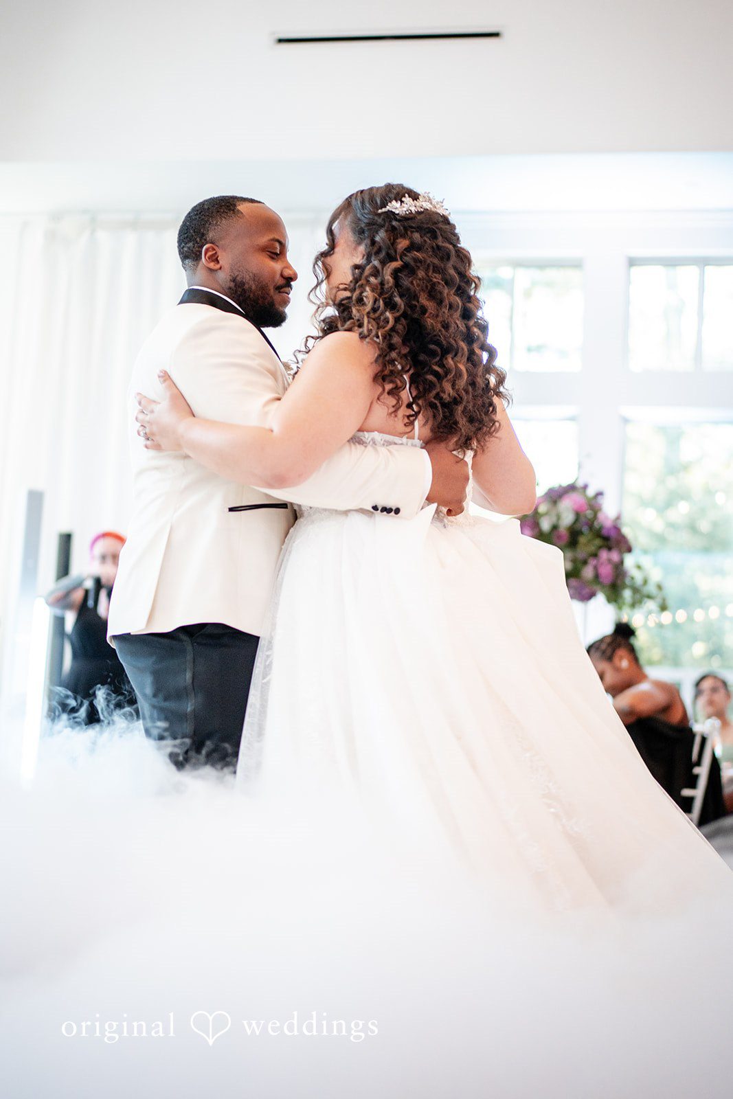 Romantic couple dancing during the wedding reception