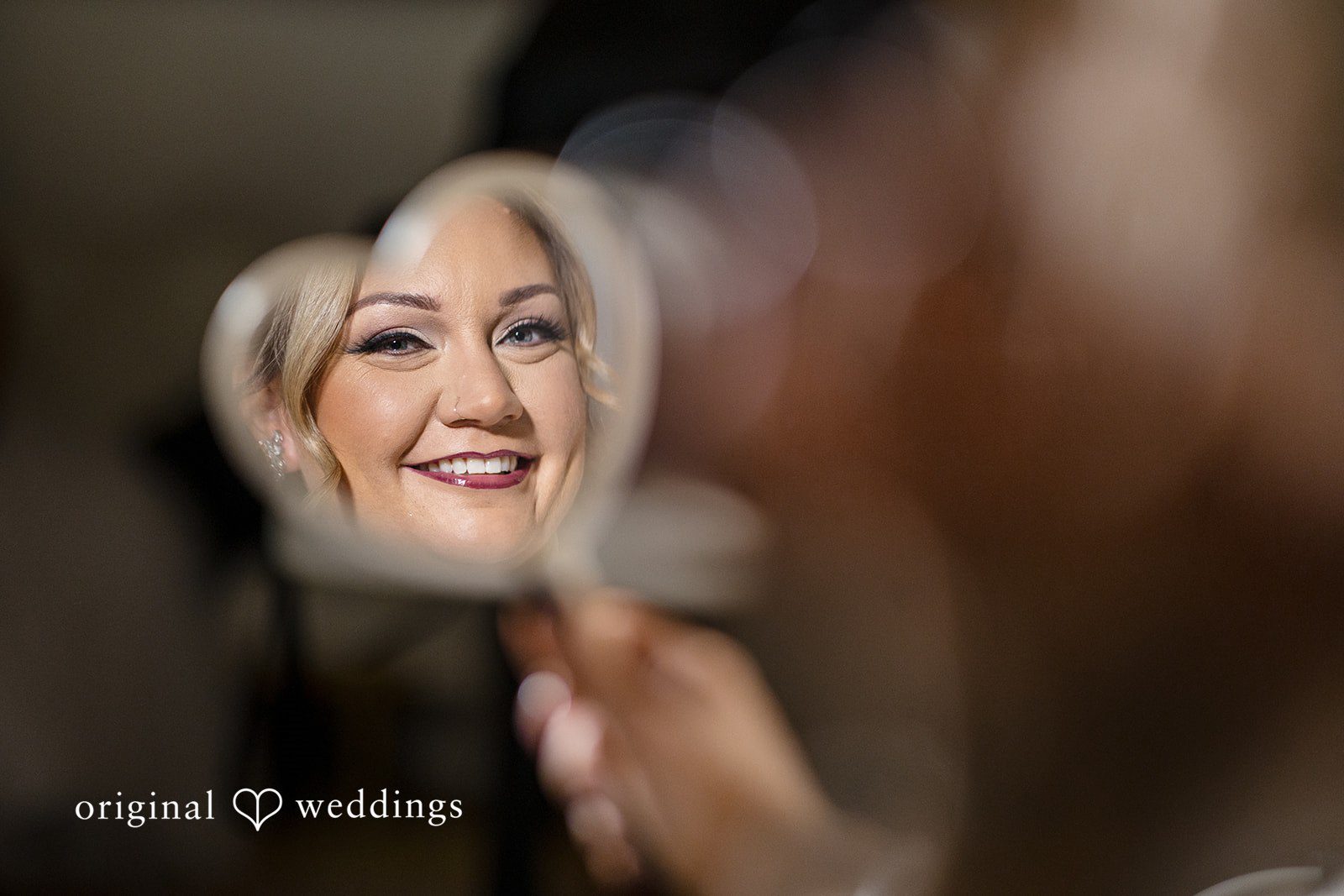 April + Joseph Romantic bridal mirror picture at Lochwood Manor