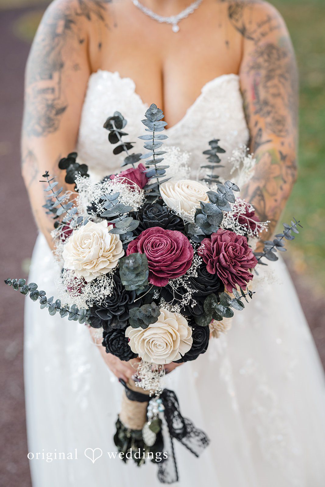 April + Joseph Beautiful bridal bouquet detail at Lochwood Manor