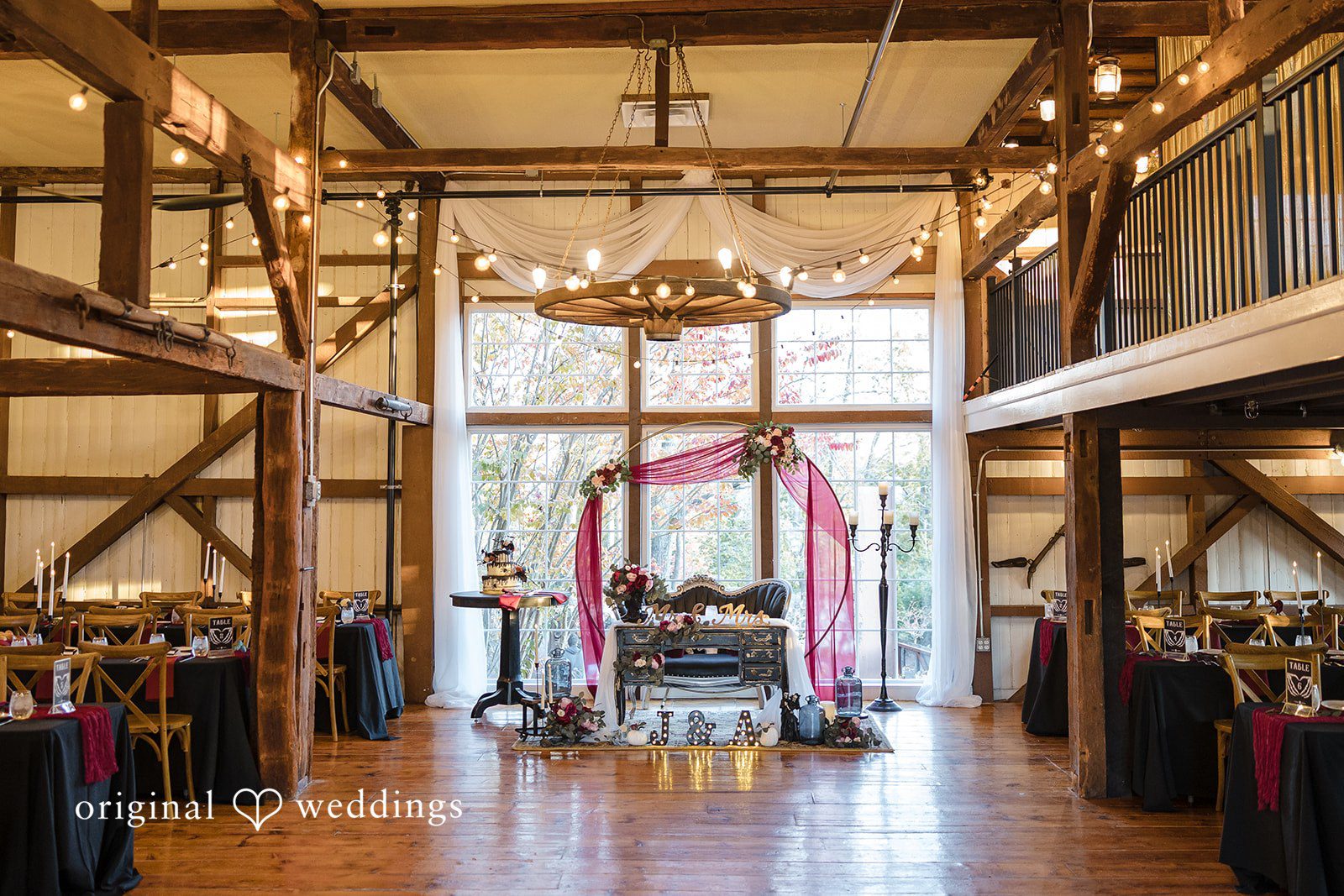 April + Joseph Elegant wedding reception setup at Lochwood Manor