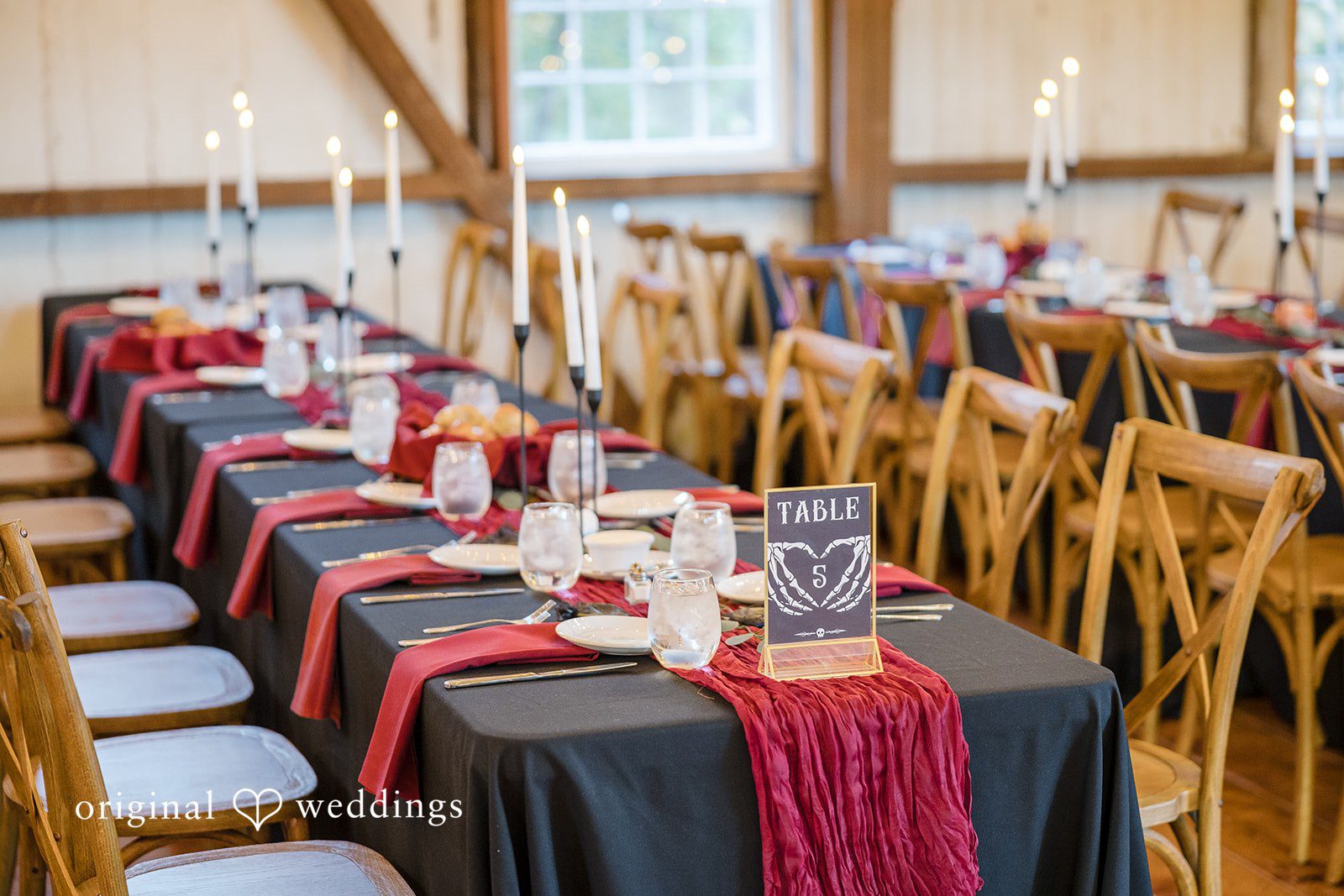 April + Joseph Beautiful reception table arrangement inside Lochwood Manor