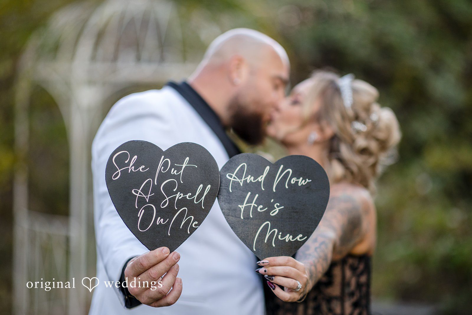 April + Joseph Beautiful wedding picture with romantic wedding signs