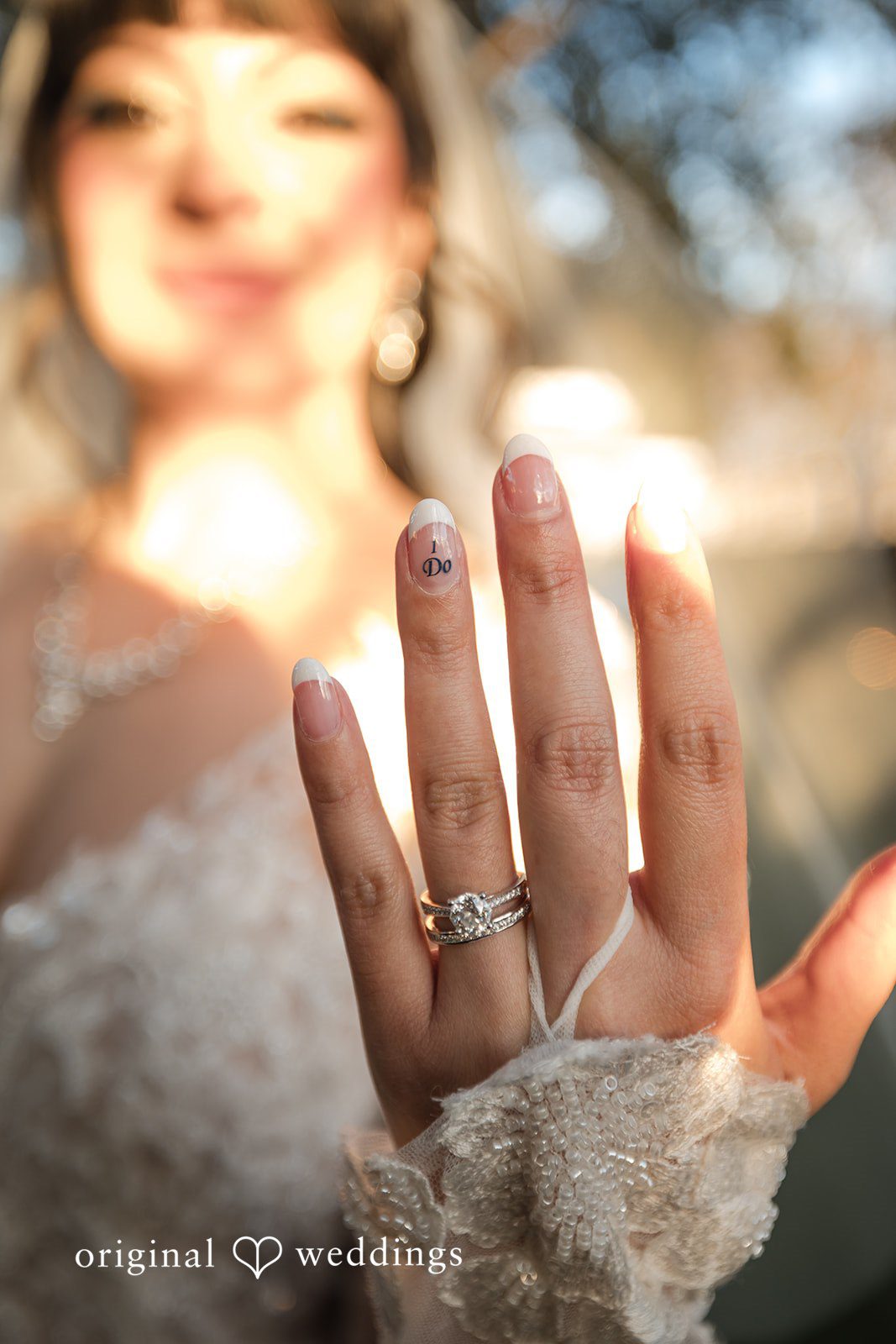 Bride showing her wedding ring