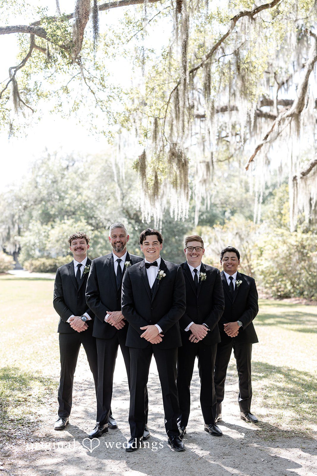 A stunning portrait of the groom and the groomsmen