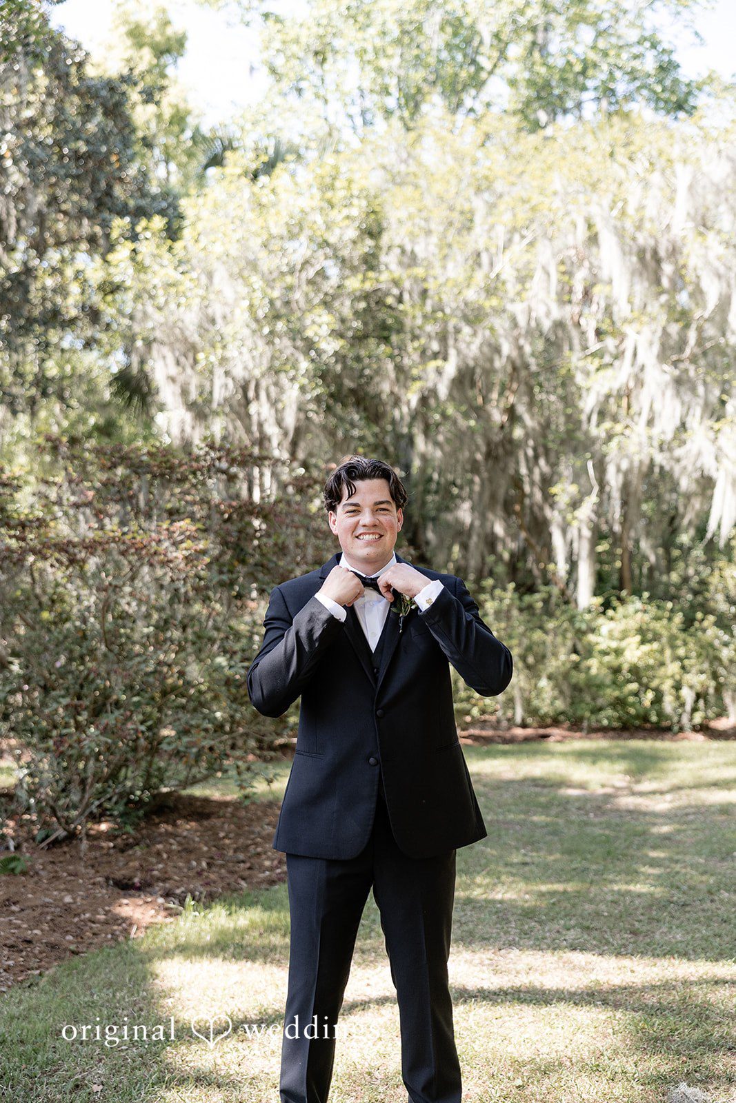 The groom looks all happy