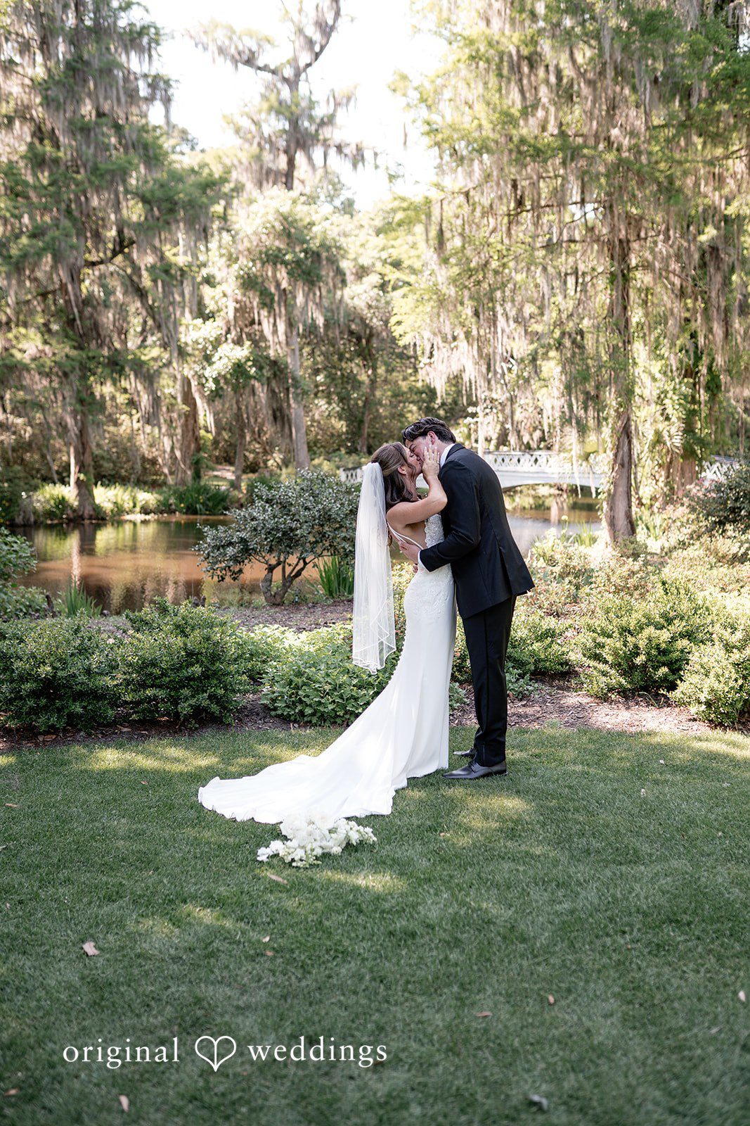 The couple shares a romantic kiss