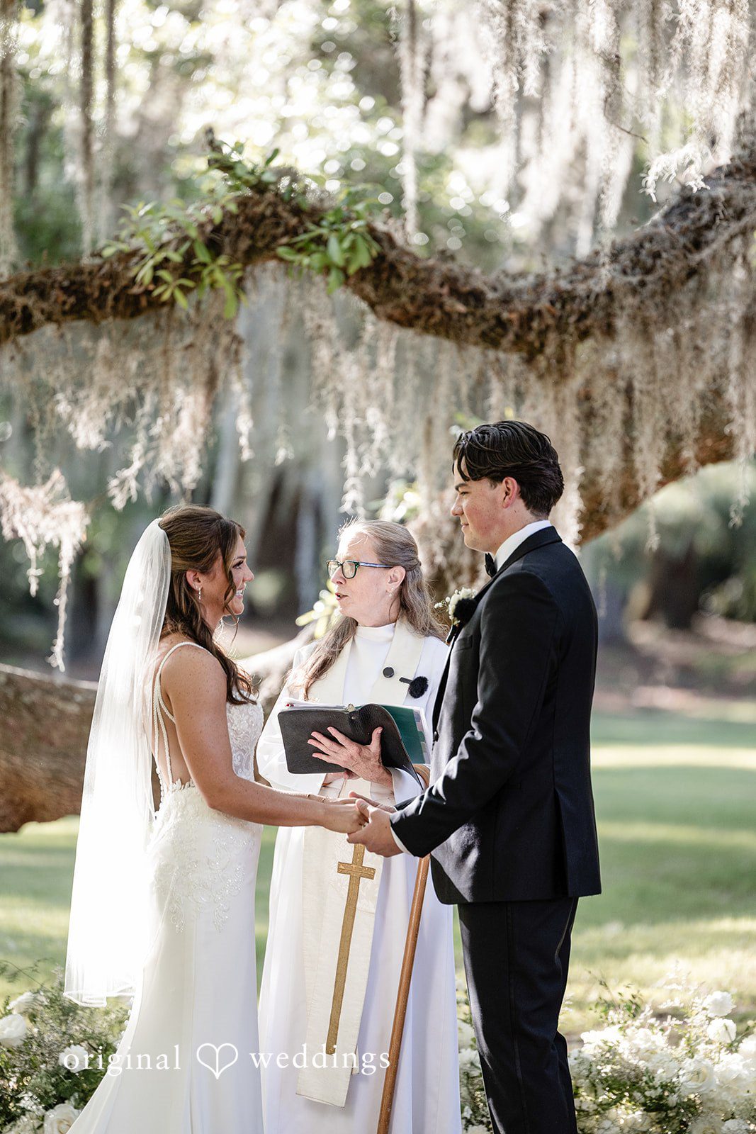 The couple exchanges marital vows
