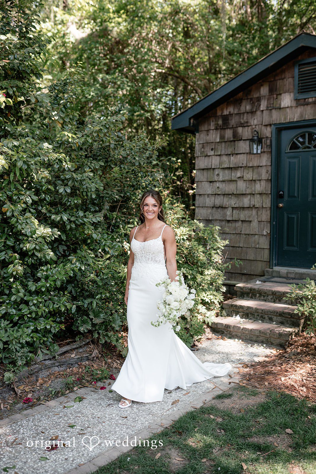 The bride looks stunning