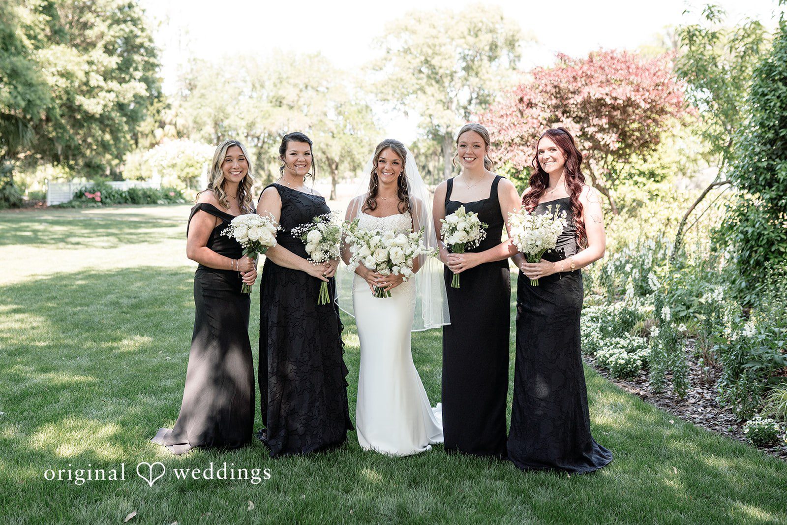 Our Charleston wedding photographers captured a stunning portrait of the bride and her bridesmaids