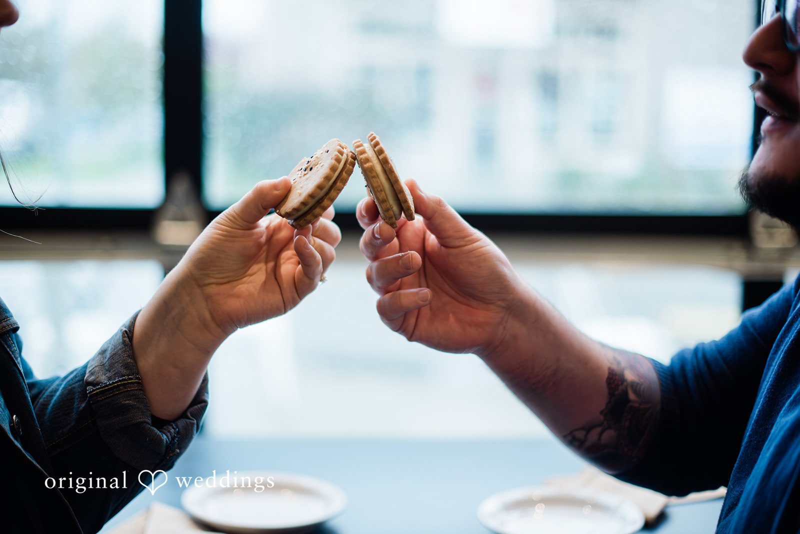 Engagement photography with desserts
