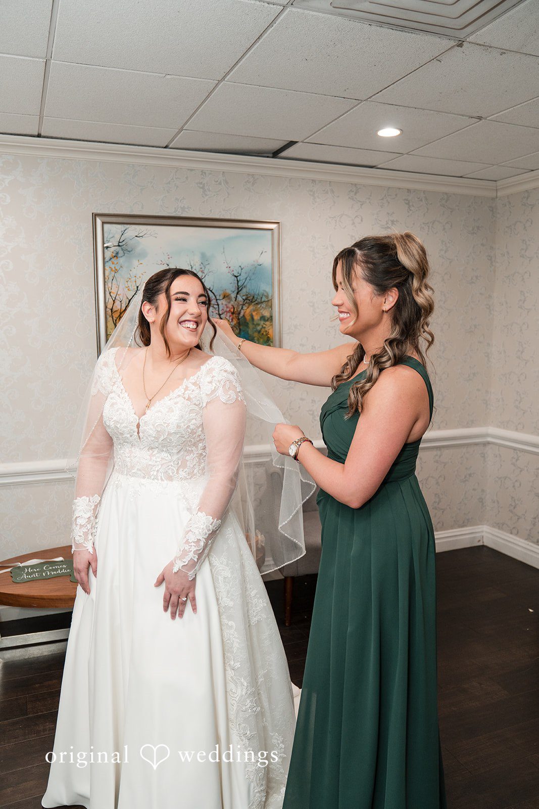 Bride getting ready happily