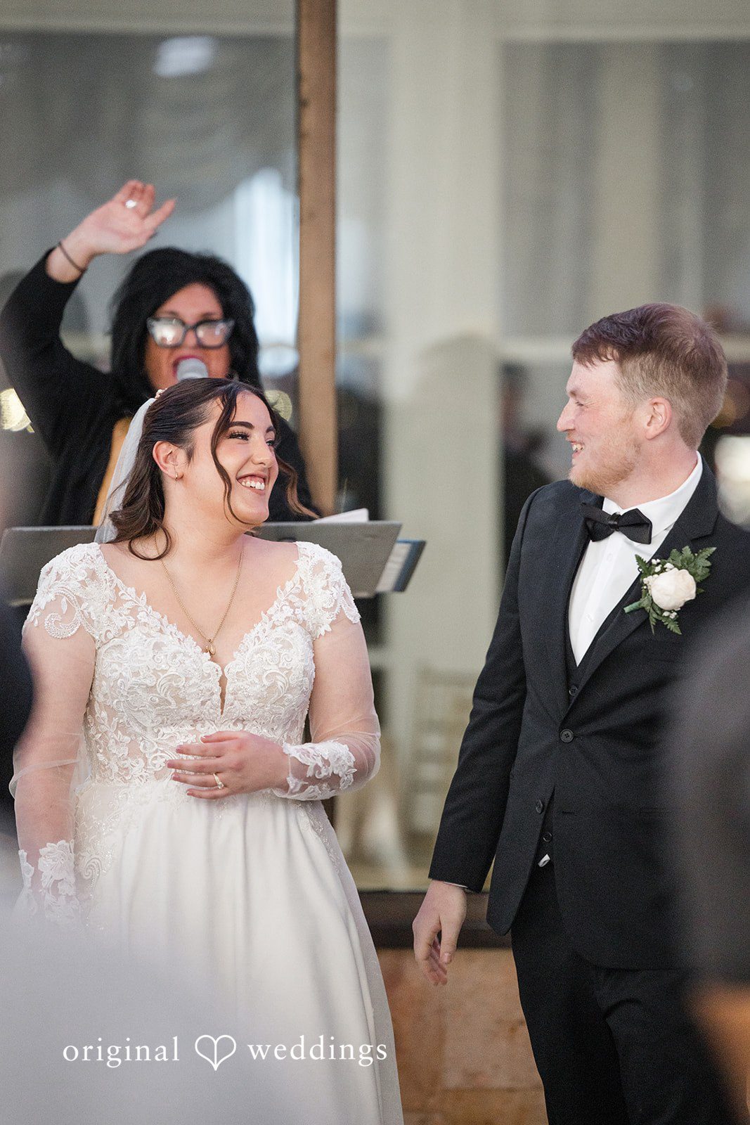 Couple enjoying every moment of wedding