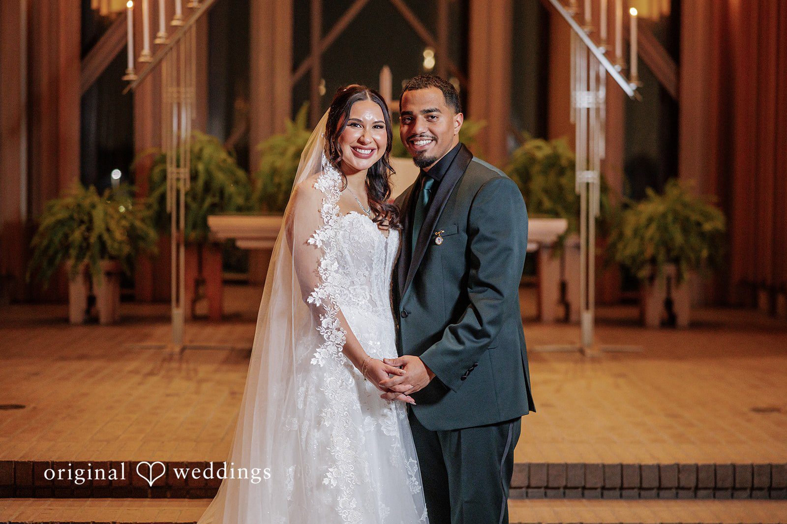 Our Dallas wedding photographers at Original Weddings captured a beautiful portrait of the couple at the Marty Leonard Community Chapel