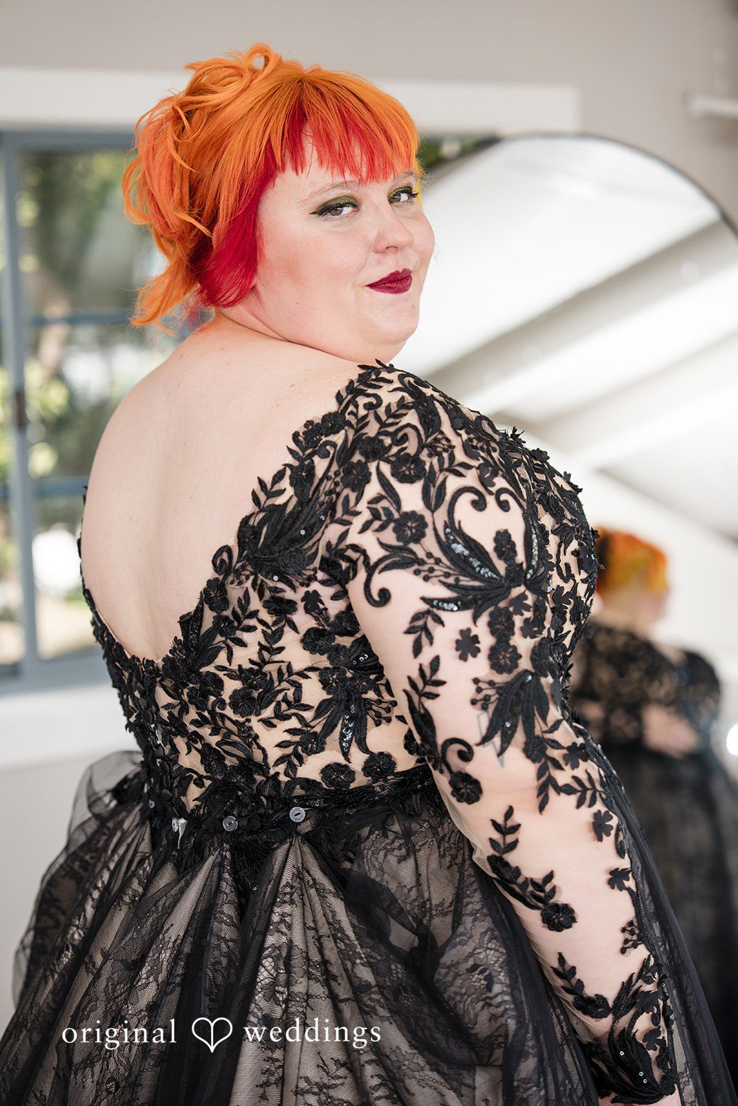 Morgan + Todd Bride posing with her back turned after wedding preparations