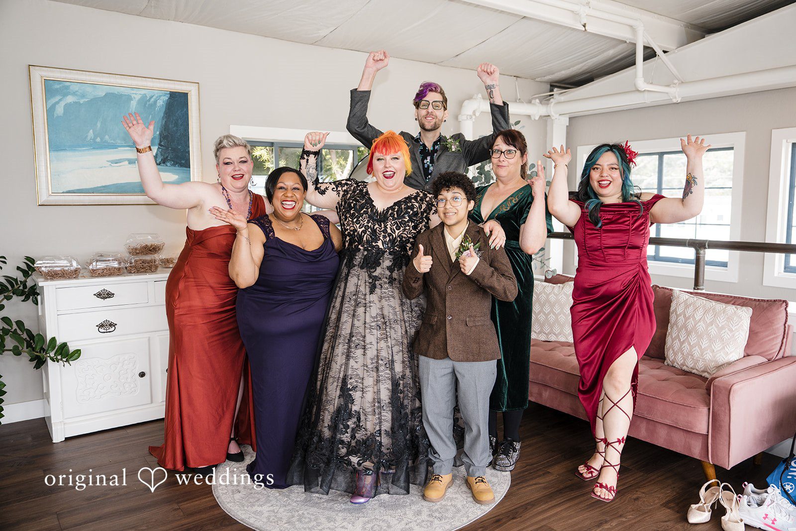 Morgan + Todd Bride posing with friends before the ceremony begins
