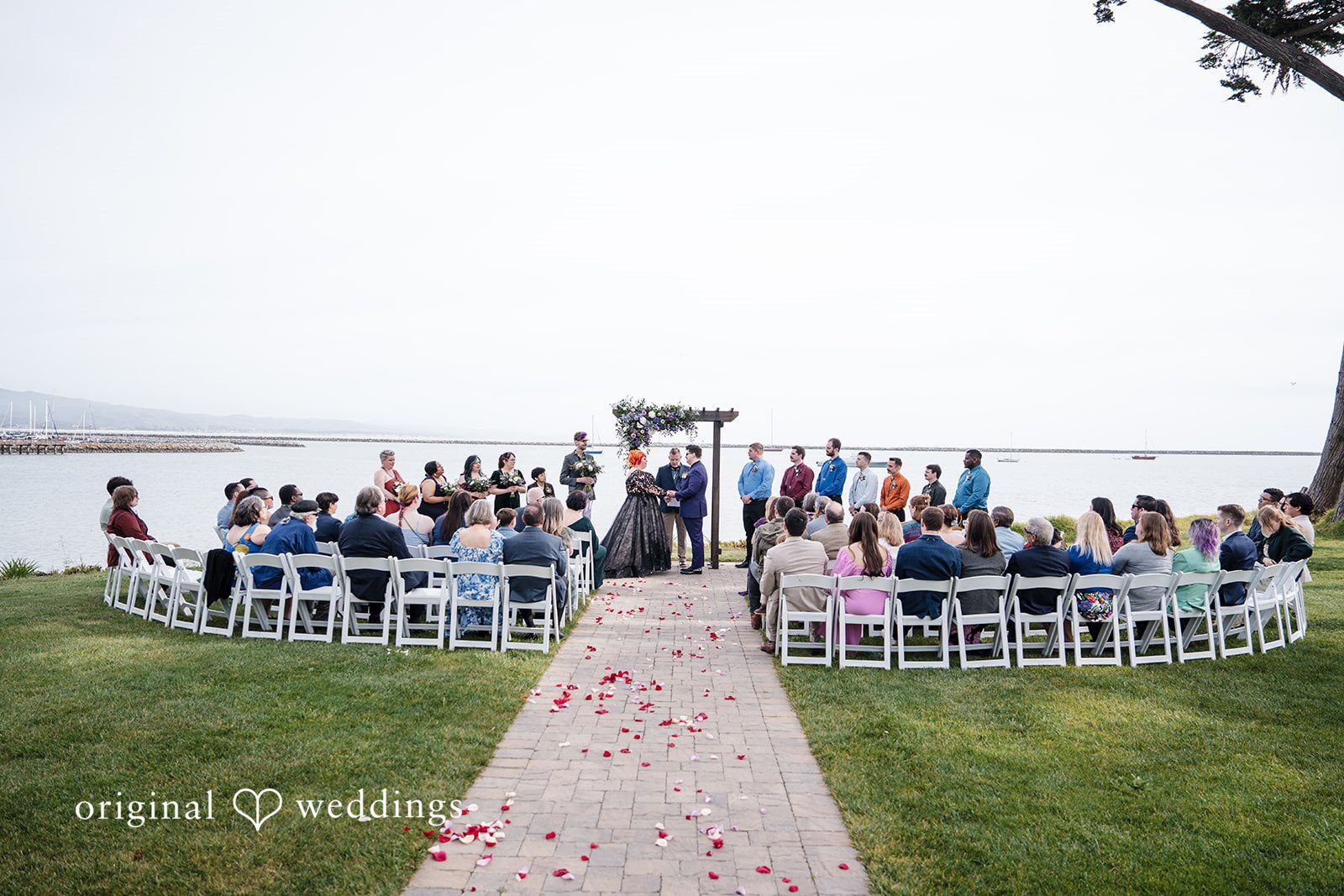 Morgan + Todd Wide-angle view of the couple and guests during the ceremony