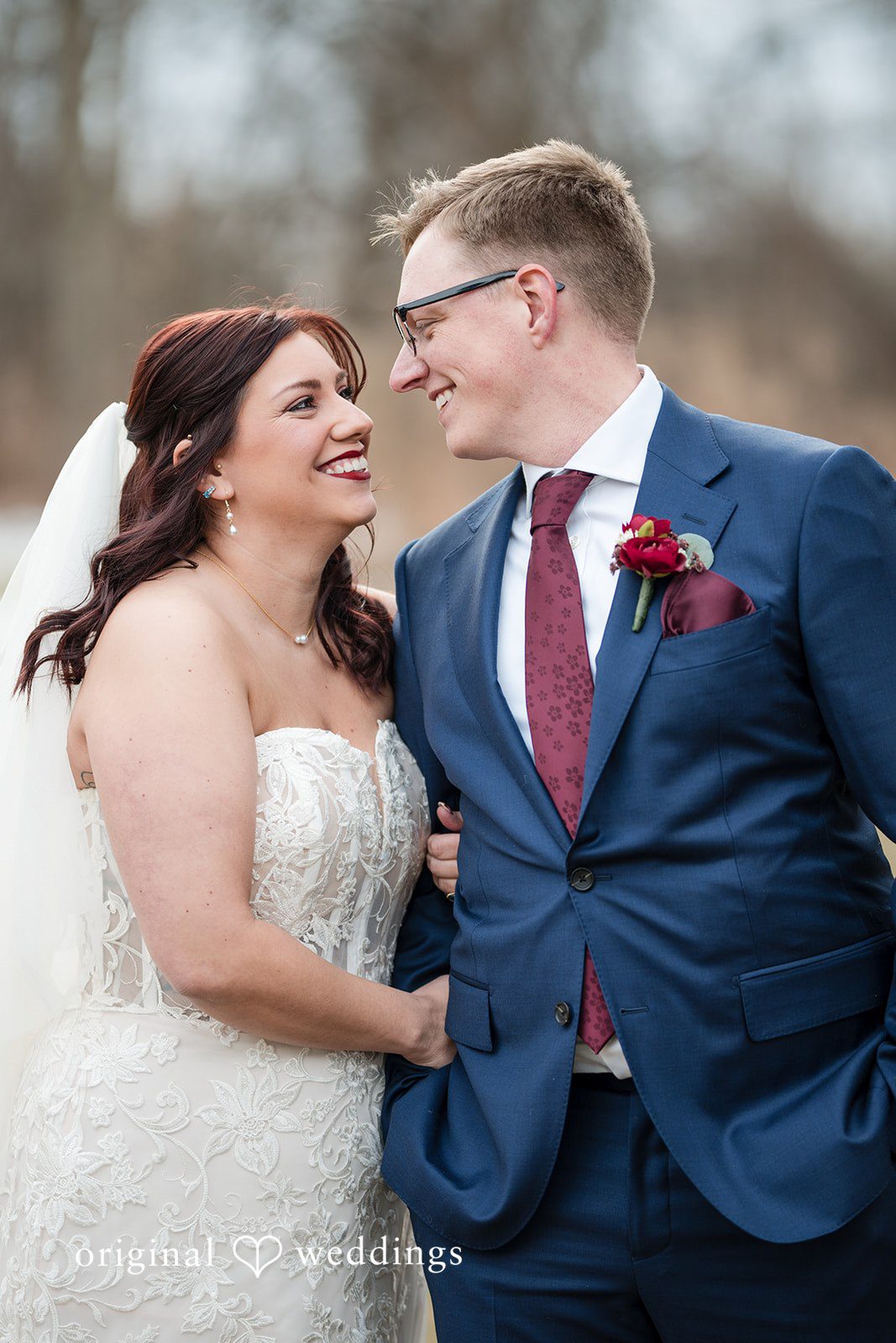 Logan + Bryan Elegant outdoor wedding portrait captured by Detroit Wedding Photographers