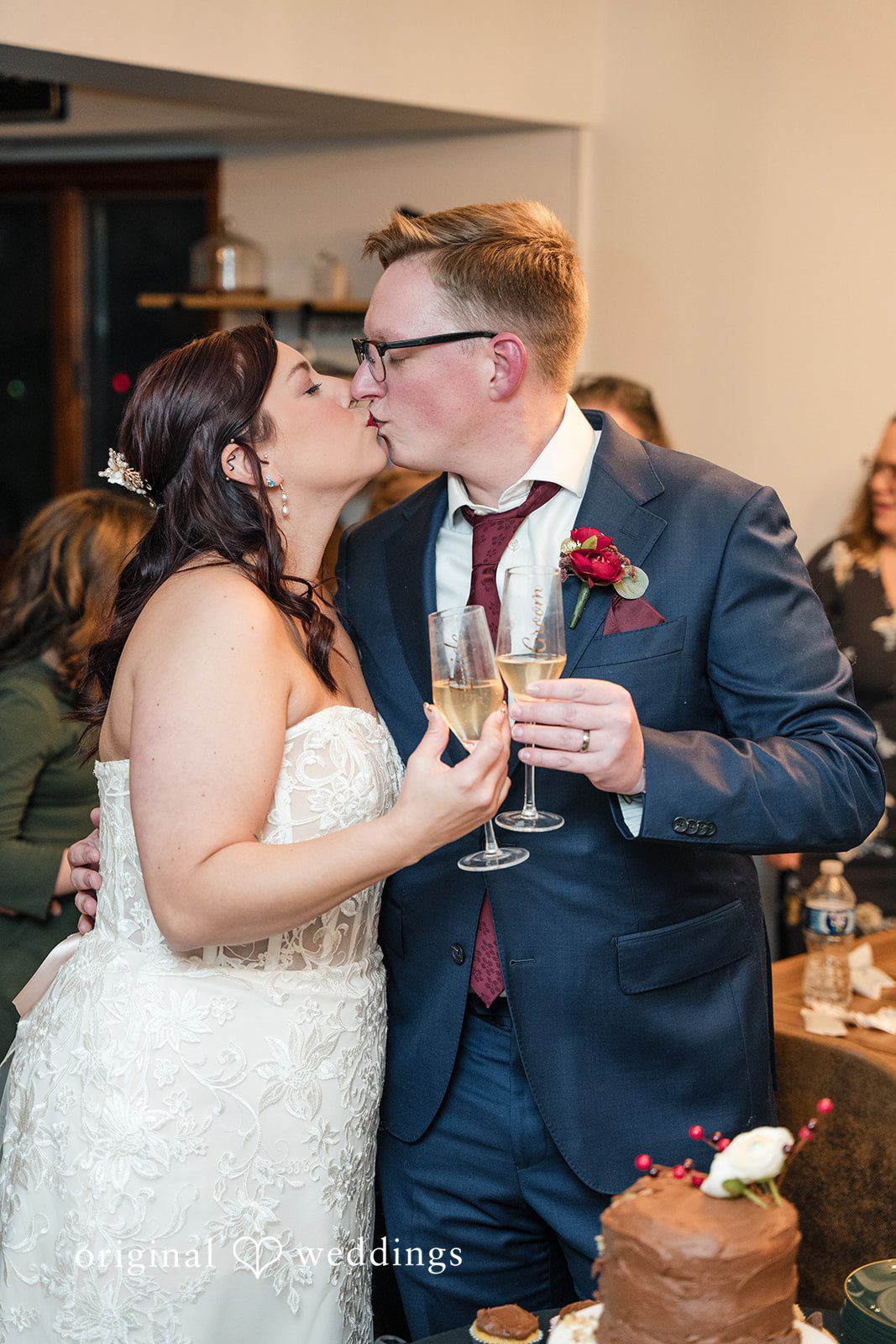 Logan + Bryan Romantic wedding reception moment captured during intimate backyard celebration