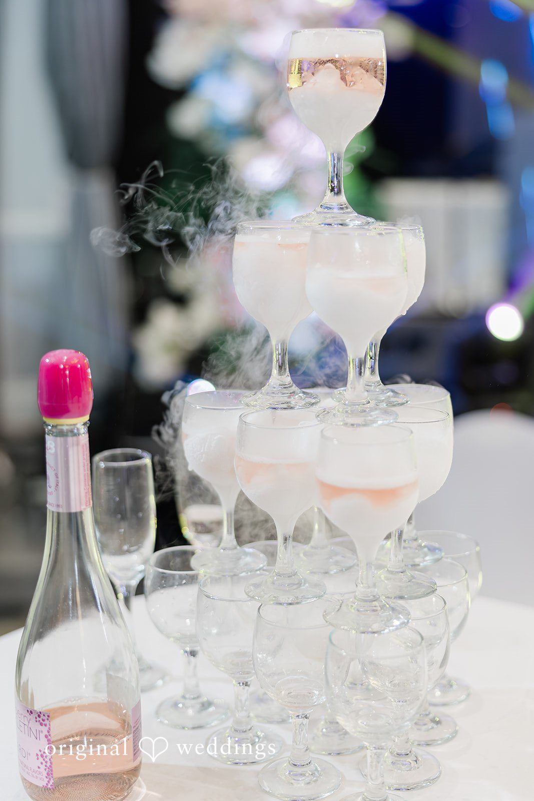 Khanh + Trung Close-up of drinks displayed on the reception table