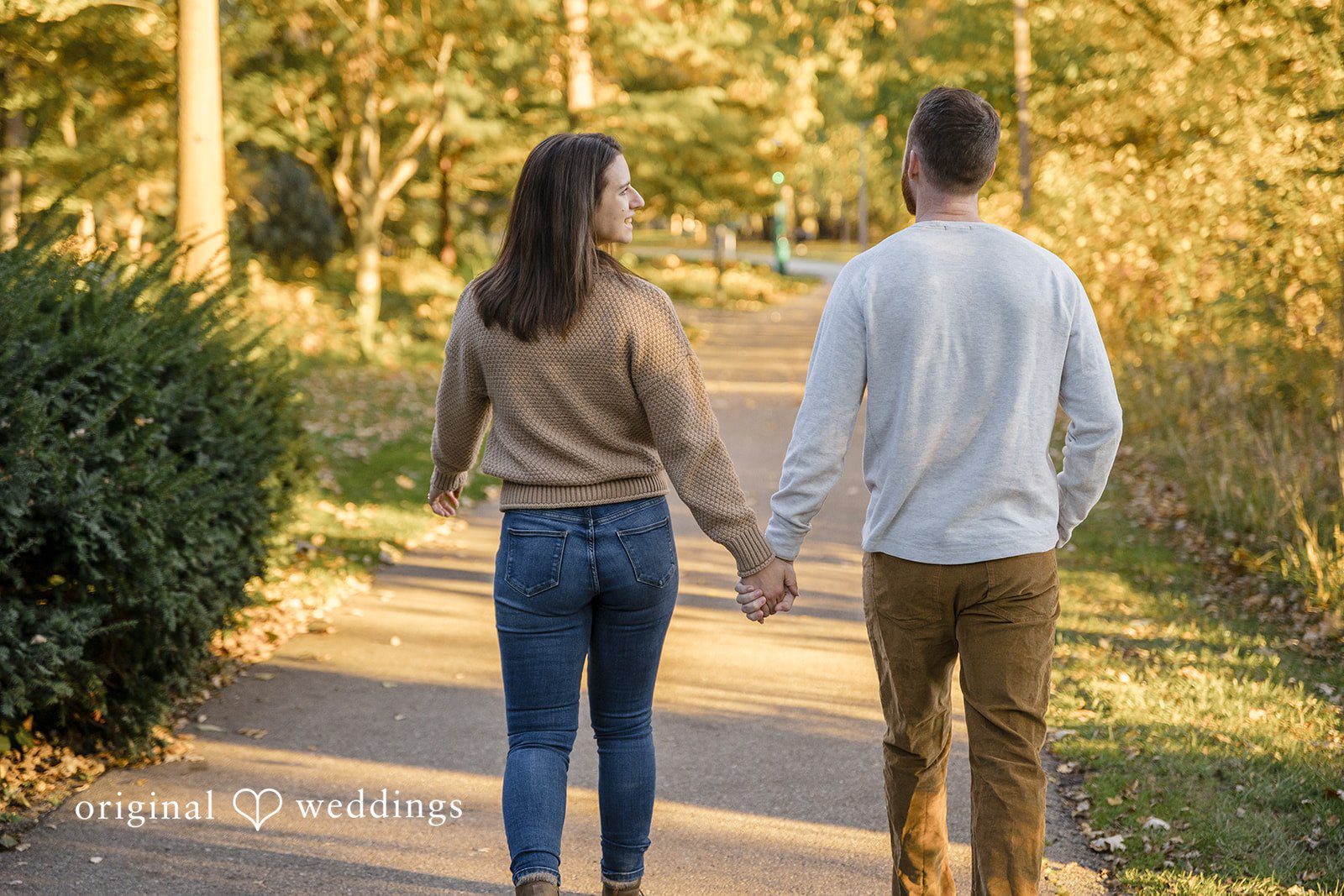 A back-view portrait of the couple
