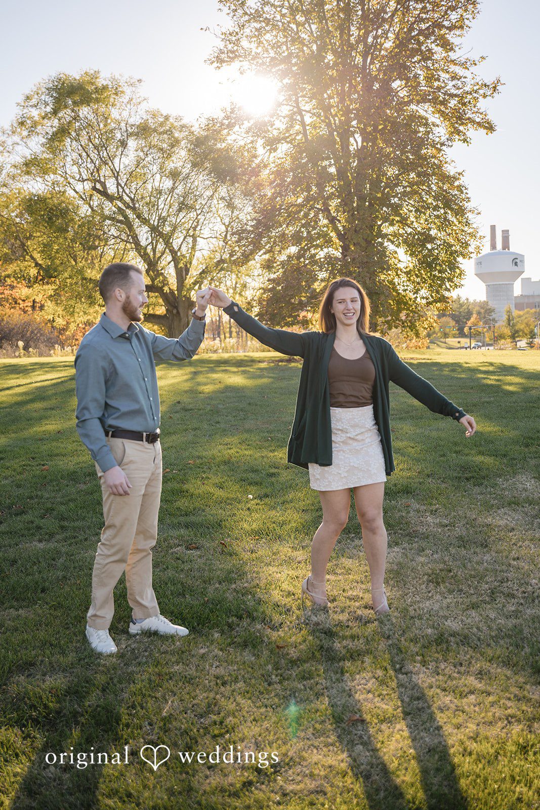 A fun portrait of the couple at the MSU Campus outdoor area