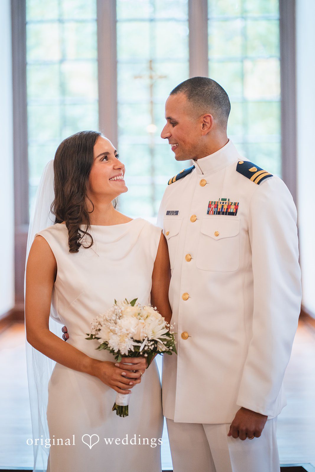 Peyton + Mia Couple looking at each other during a romantic wedding portrait