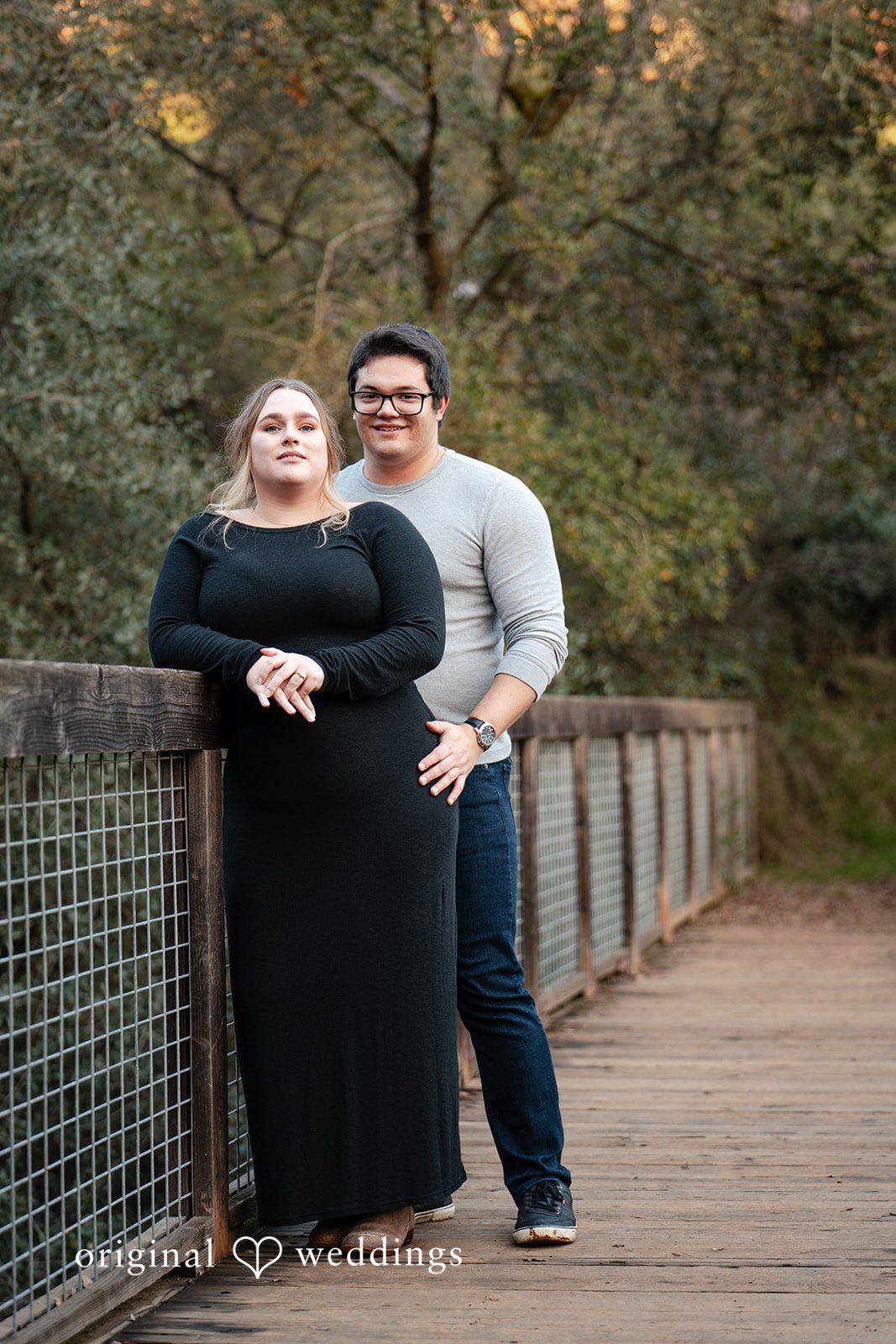 Ellie + Aaron A stunning portrait of the couple by the walking trail at Norma Hamlin Park