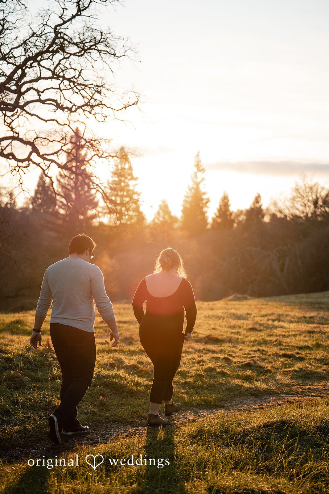 Ellie + Aaron The couple takes an evening walk at Norma Hamlin Park